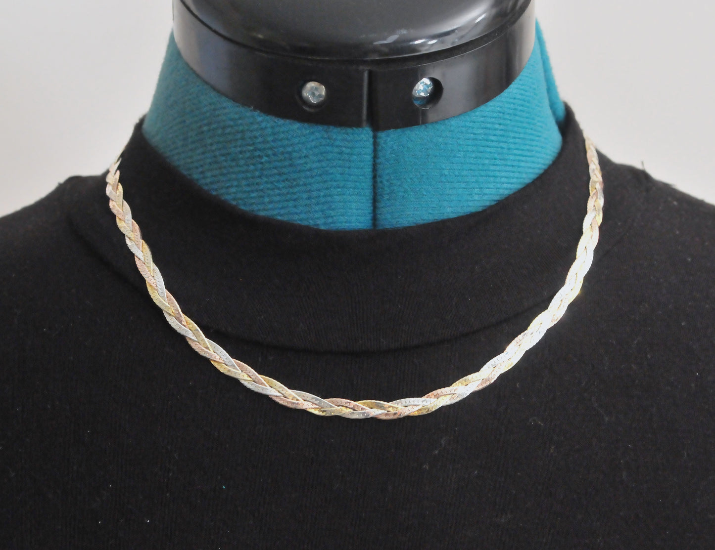 Three Tone 925 Italy Braided Necklace