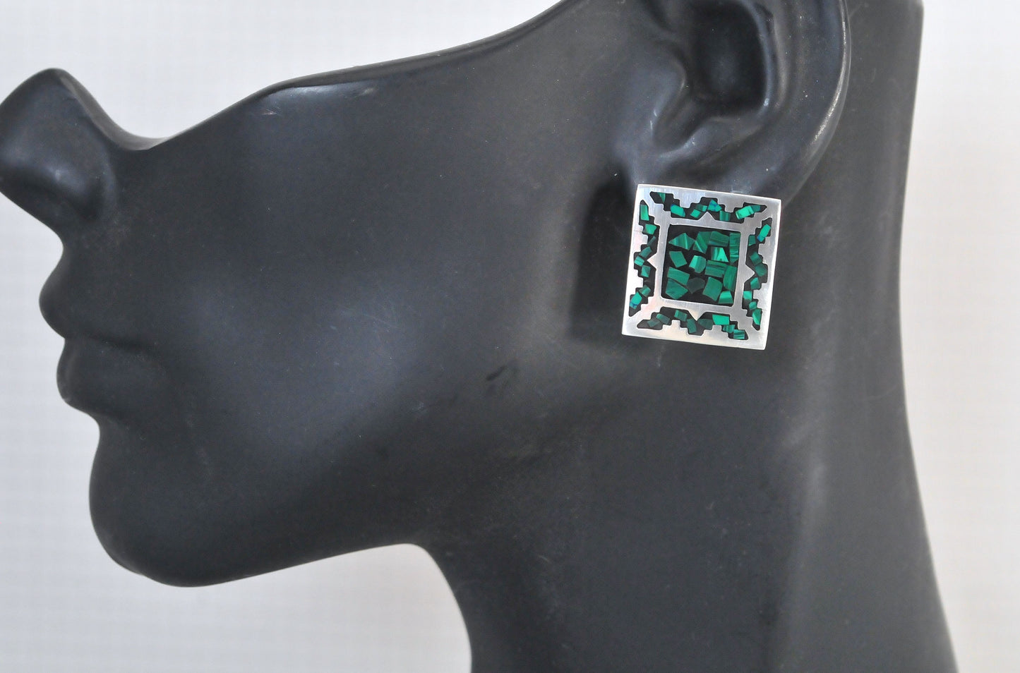 Taxco Sterling Silver Malachite Earrings