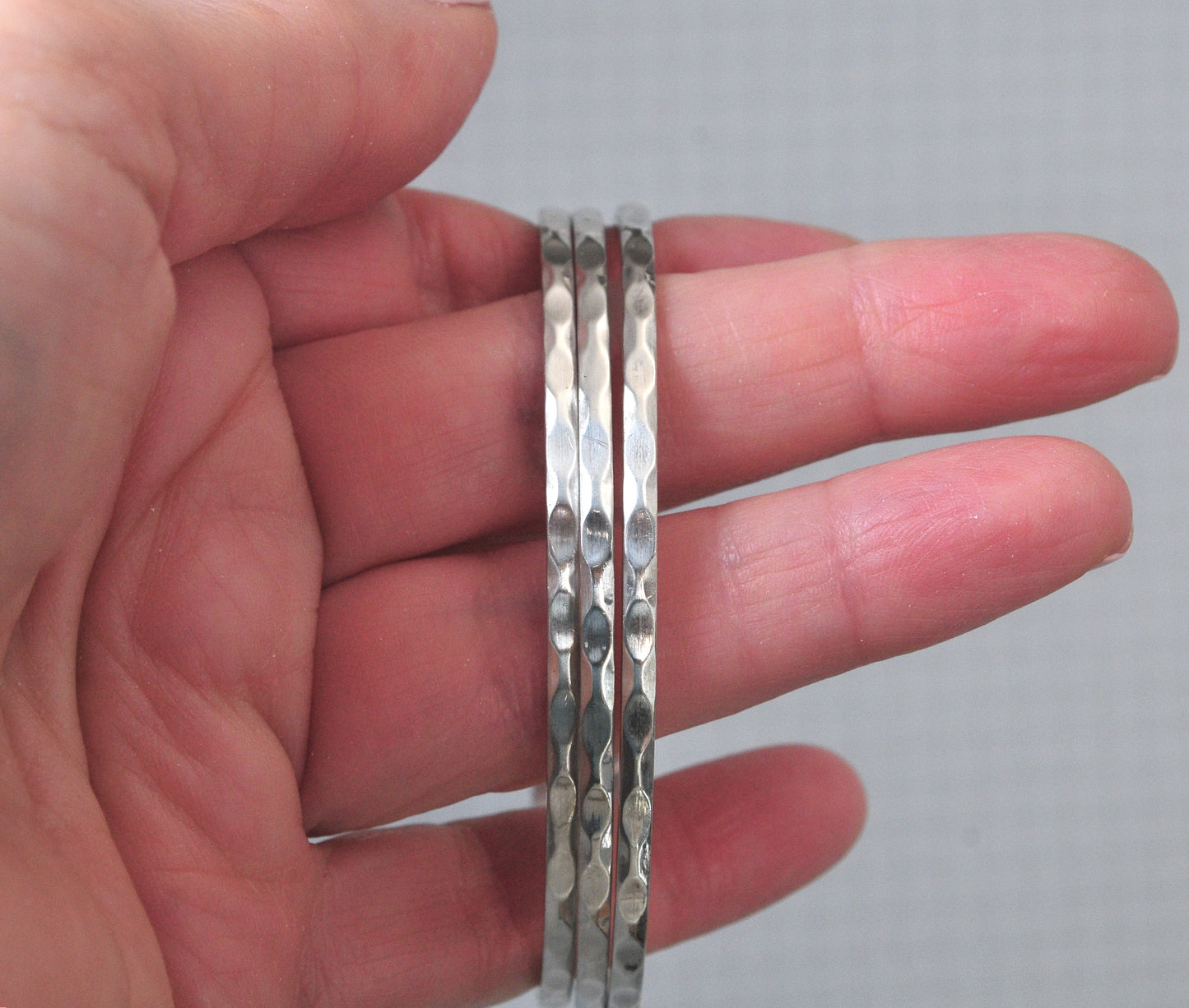 Taxco Set of 3 Sterling Silver Hammered Bangle Bracelets