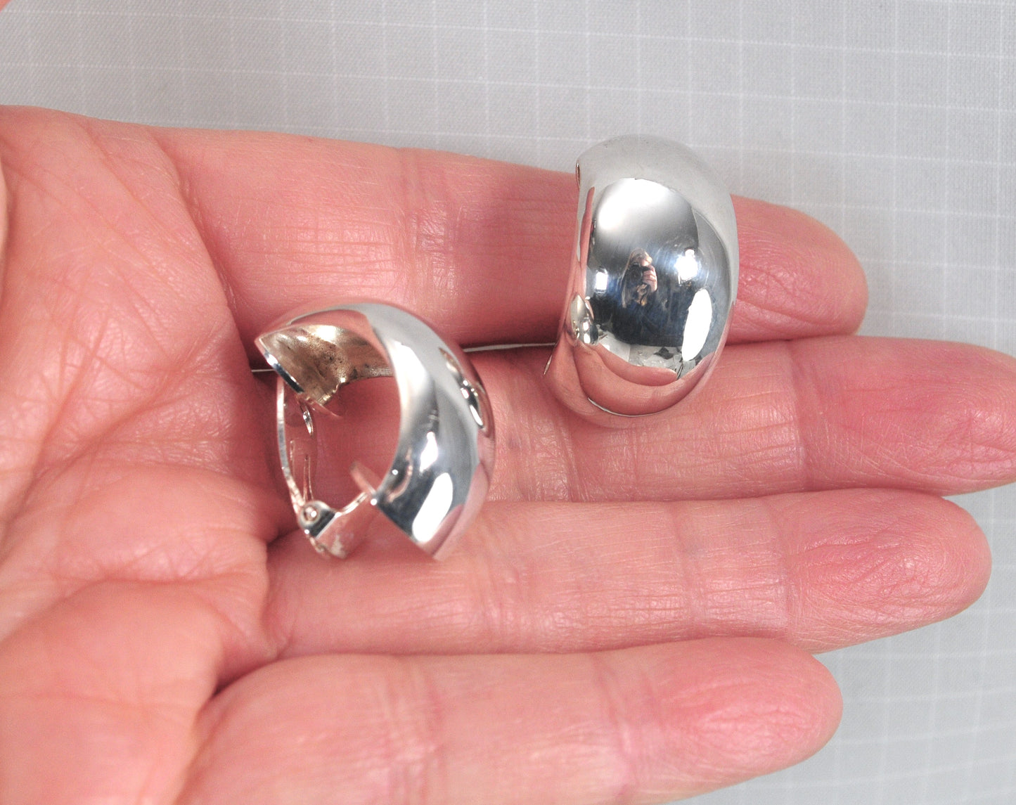 NOT AVAILABLE - Reserved for T - Curved Sterling Silver Clip On Earrings