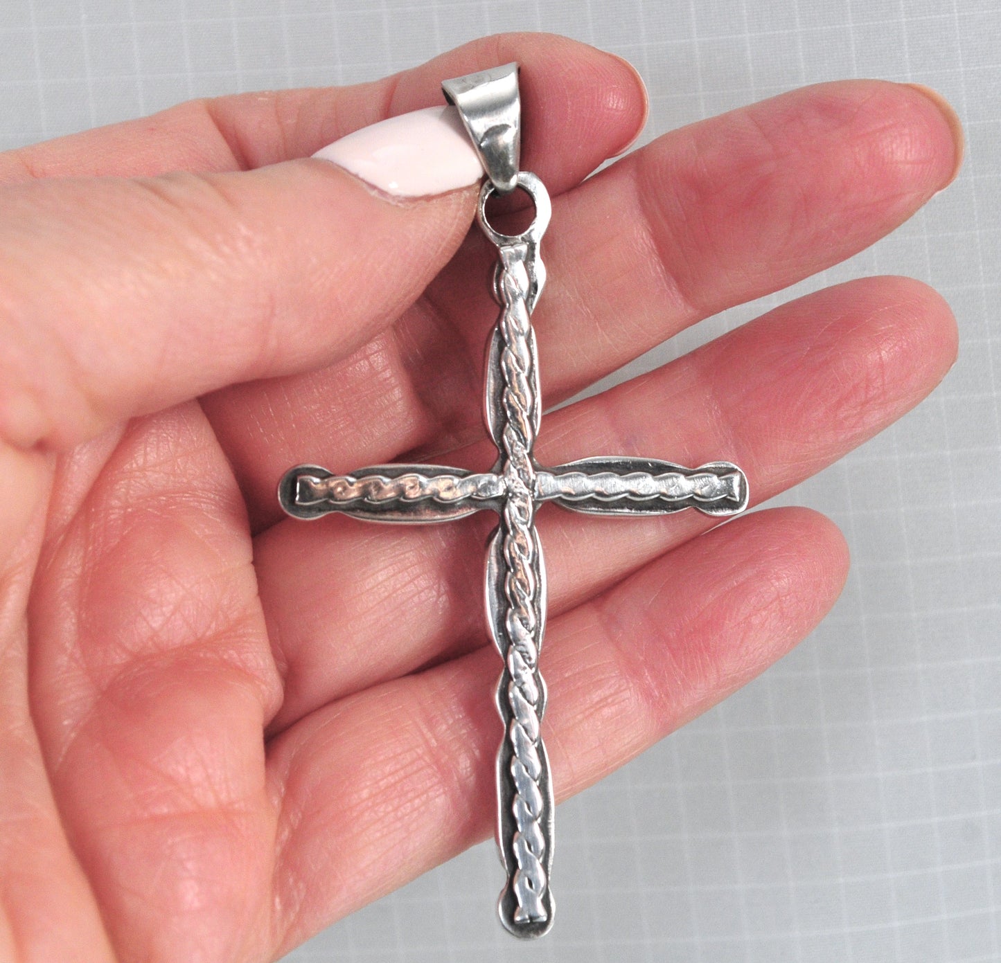 HOB Mexico Sterling Silver Reversible Turquoise Cross Pendant