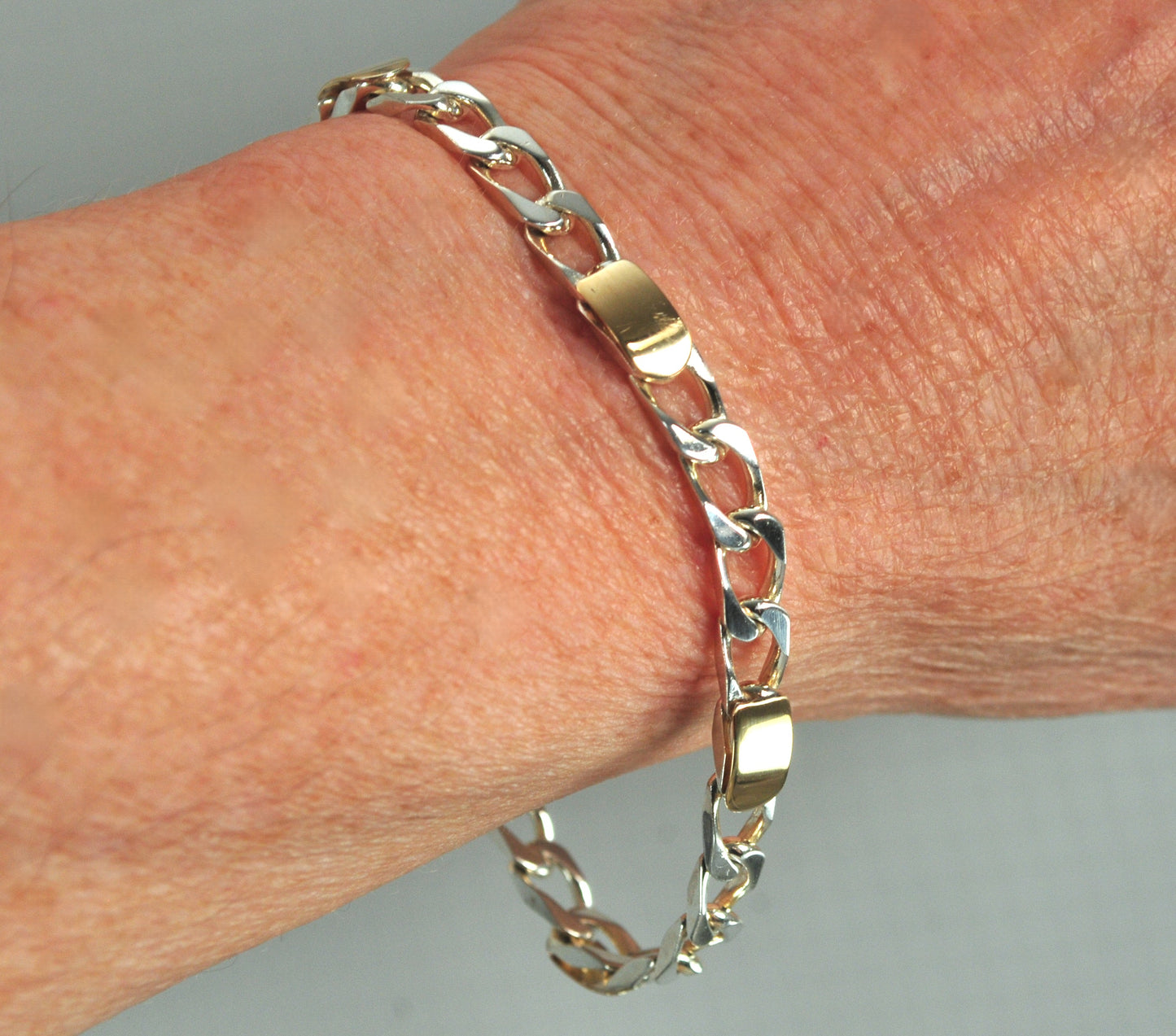 Estate Tiffany & Co. Sterling Silver 18K Gold Curb Bracelet