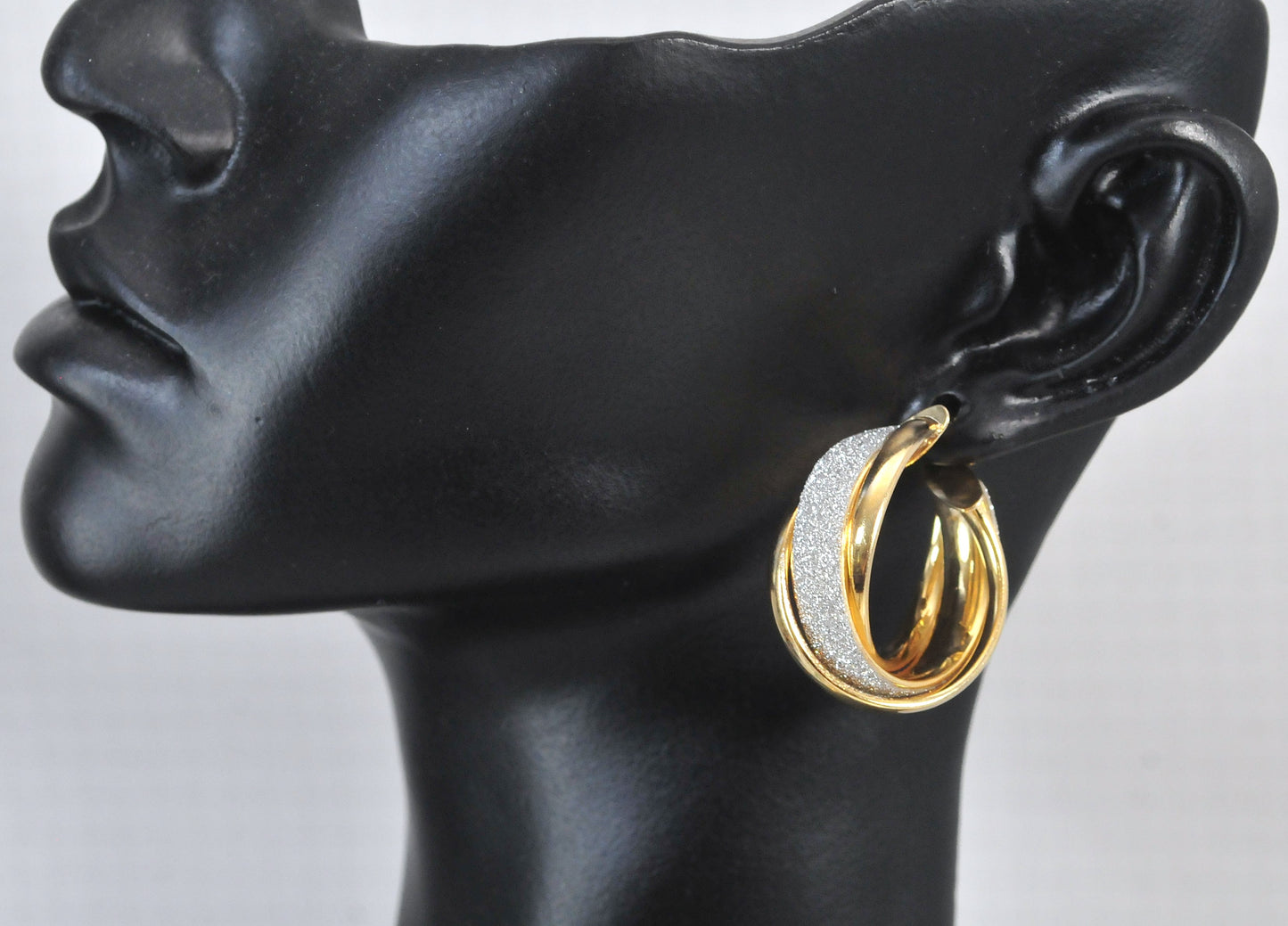 Greg Anthony Gold over Sterling Silver Glitter Hoop Earrings