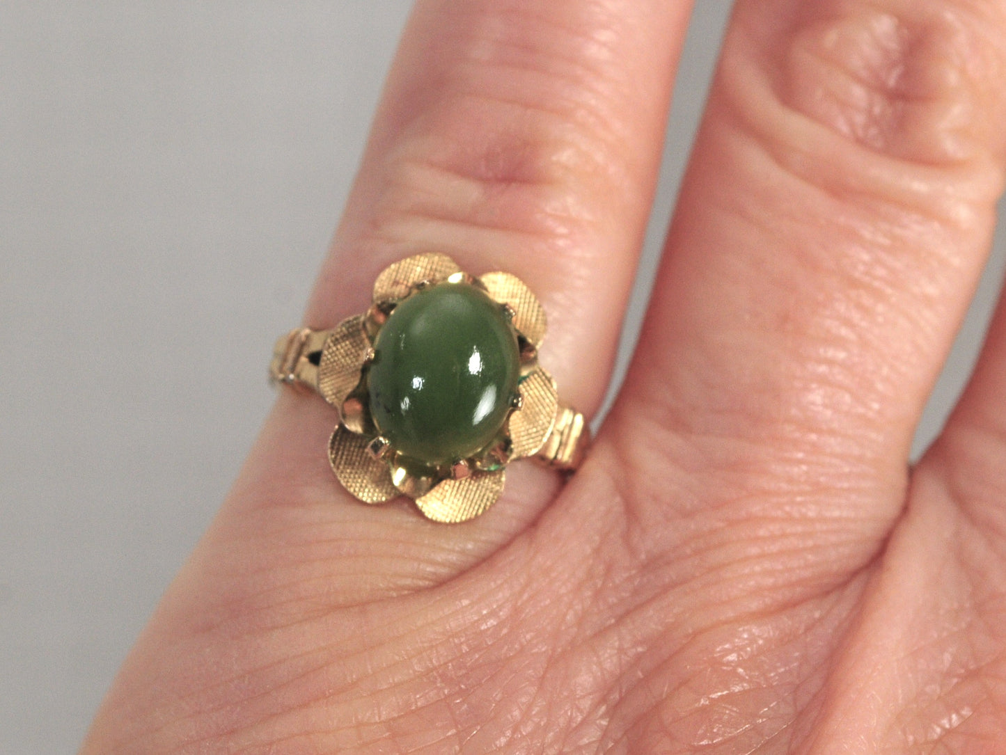 Vintage Gold Filled Clark & Coombs Jade Ring
