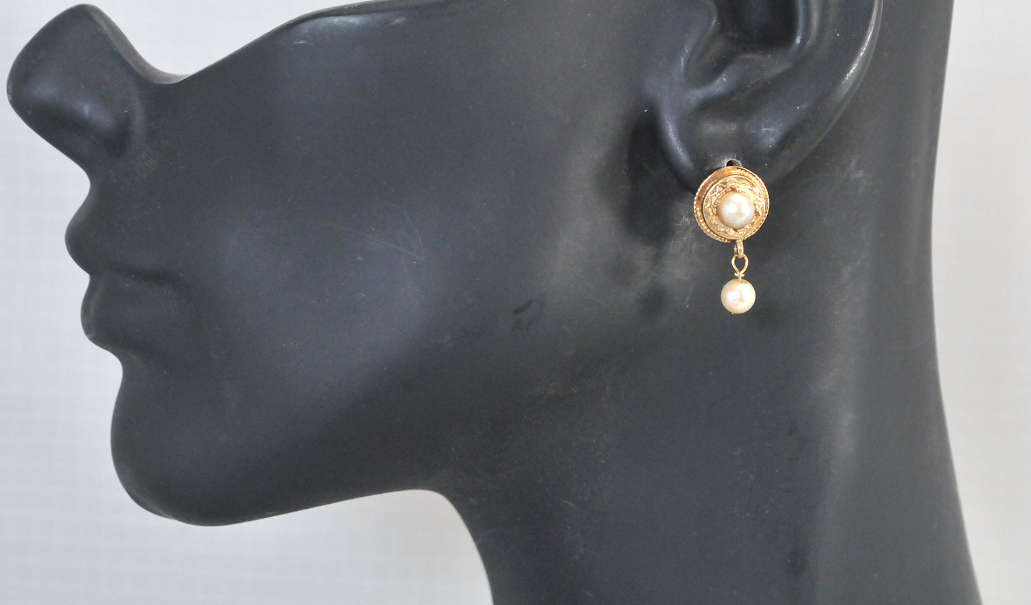 14K Gold Etruscan Revival Pearl Drop Earrings