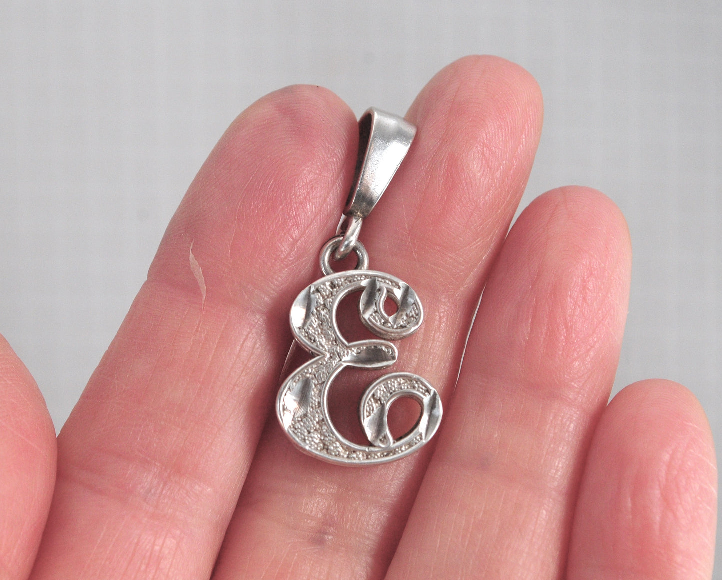 Signed Sterling Silver Initial E Pendant