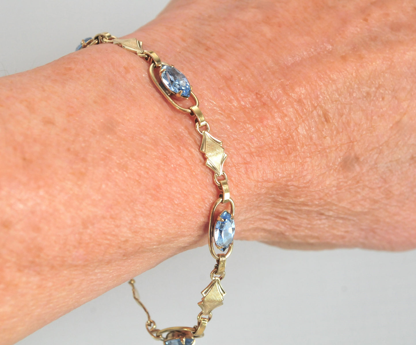 Vintage Gold Filled Blue Stone Bracelet