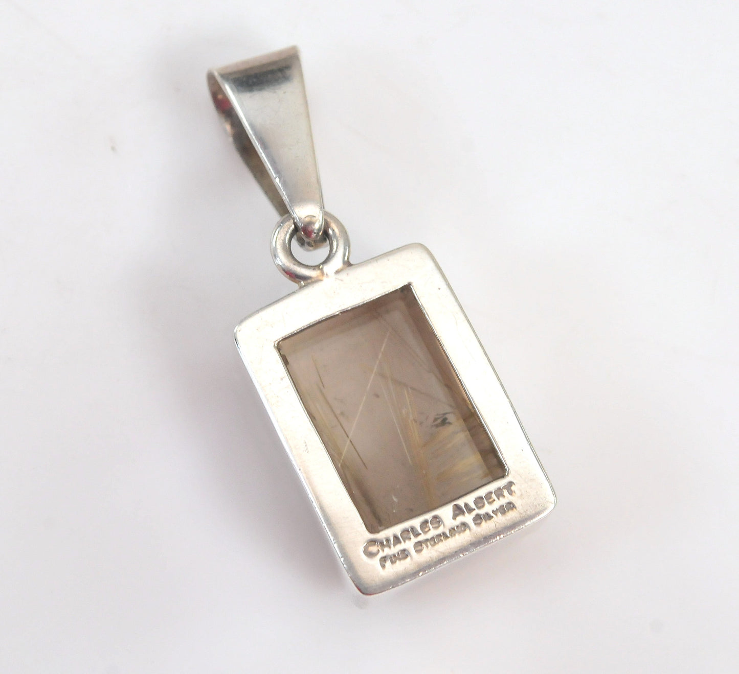Charles Albert Fine Sterling Silver Rutilated Quartz Pendant