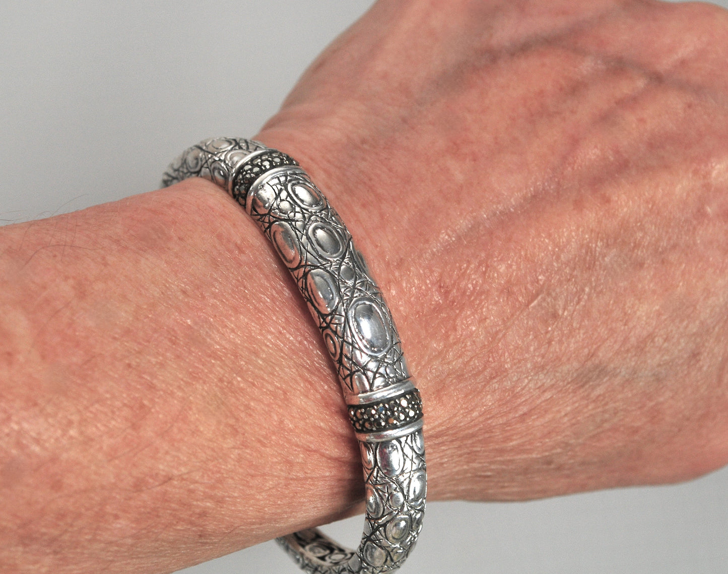 John Hardy Sterling Silver Hinged Cuff Bracelet