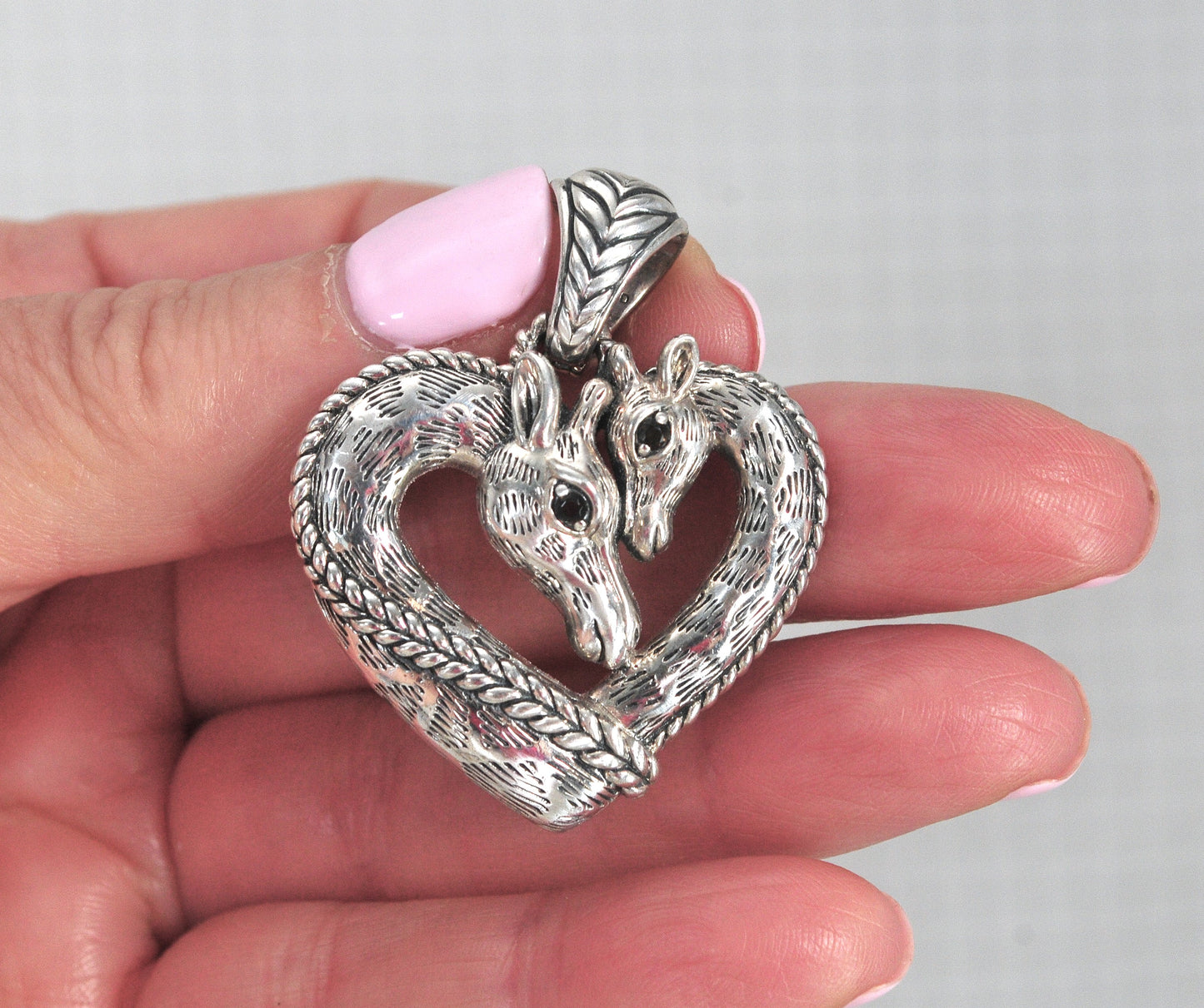 John Hardy Sterling Silver Giraffe Heart Enhancer Pendant