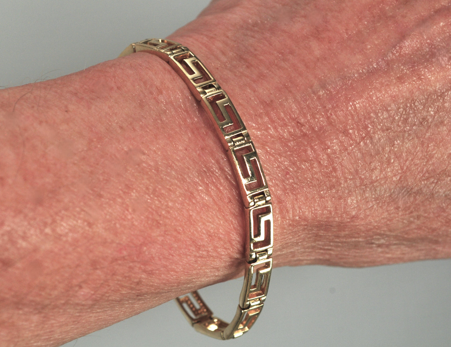 Gold over Sterling Silver Greek Key Bracelet