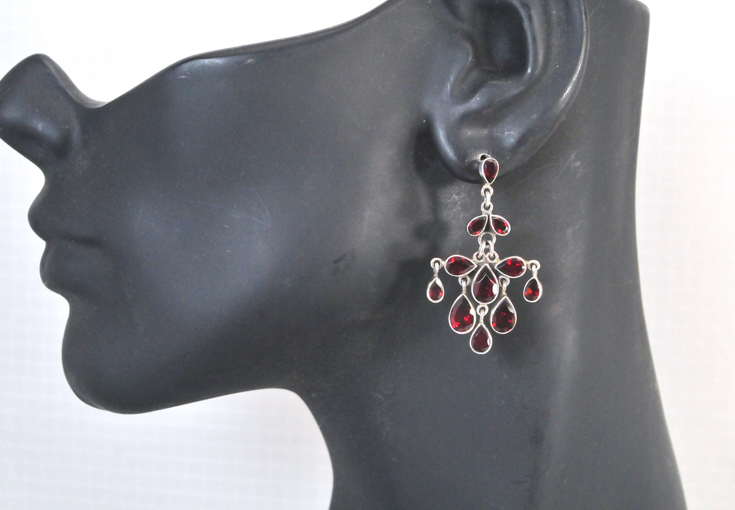 Doug Paulus Sterling Silver Garnet Chandelier Earrings
