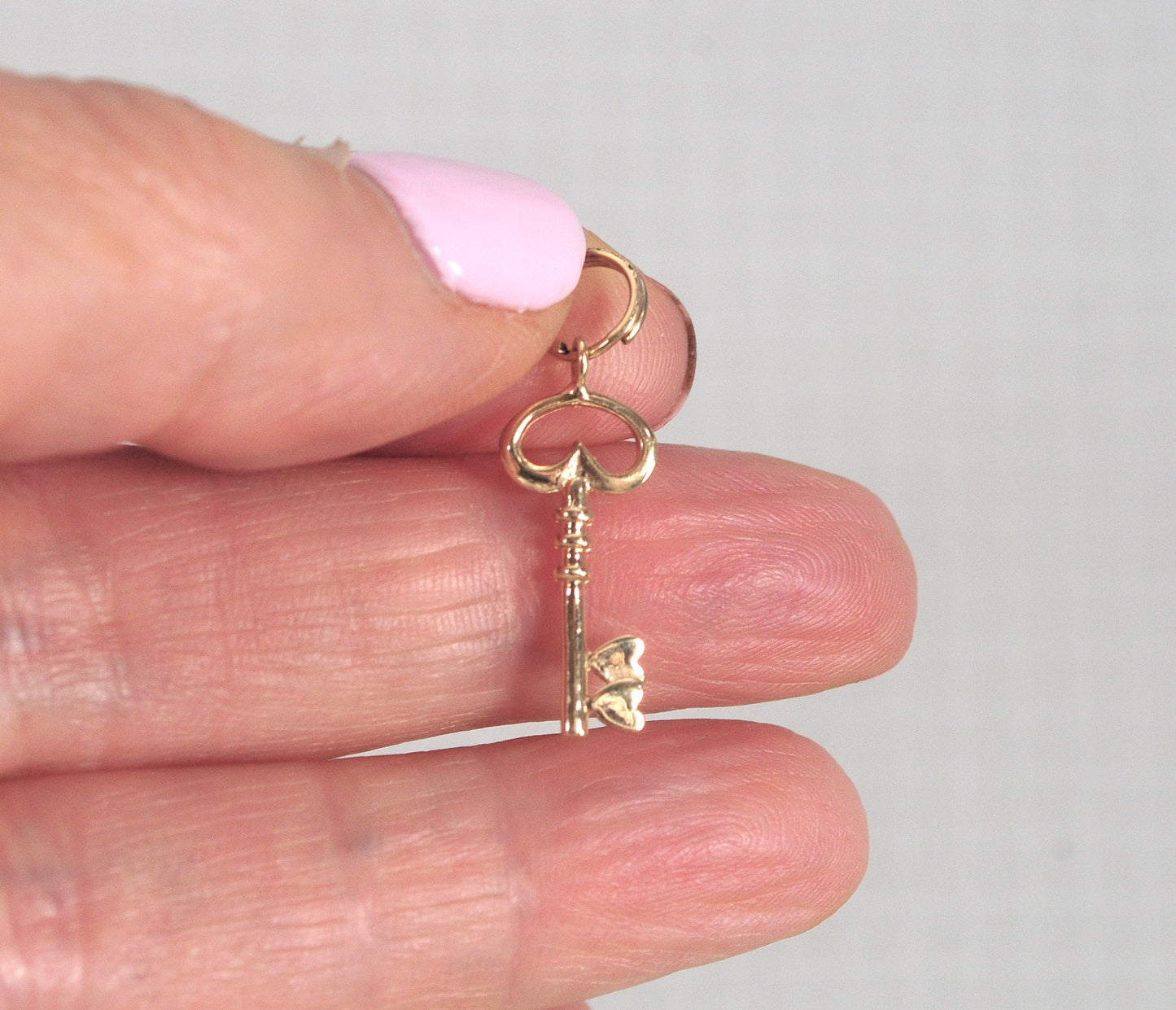 TINY 14K Gold Key Charm Pendant