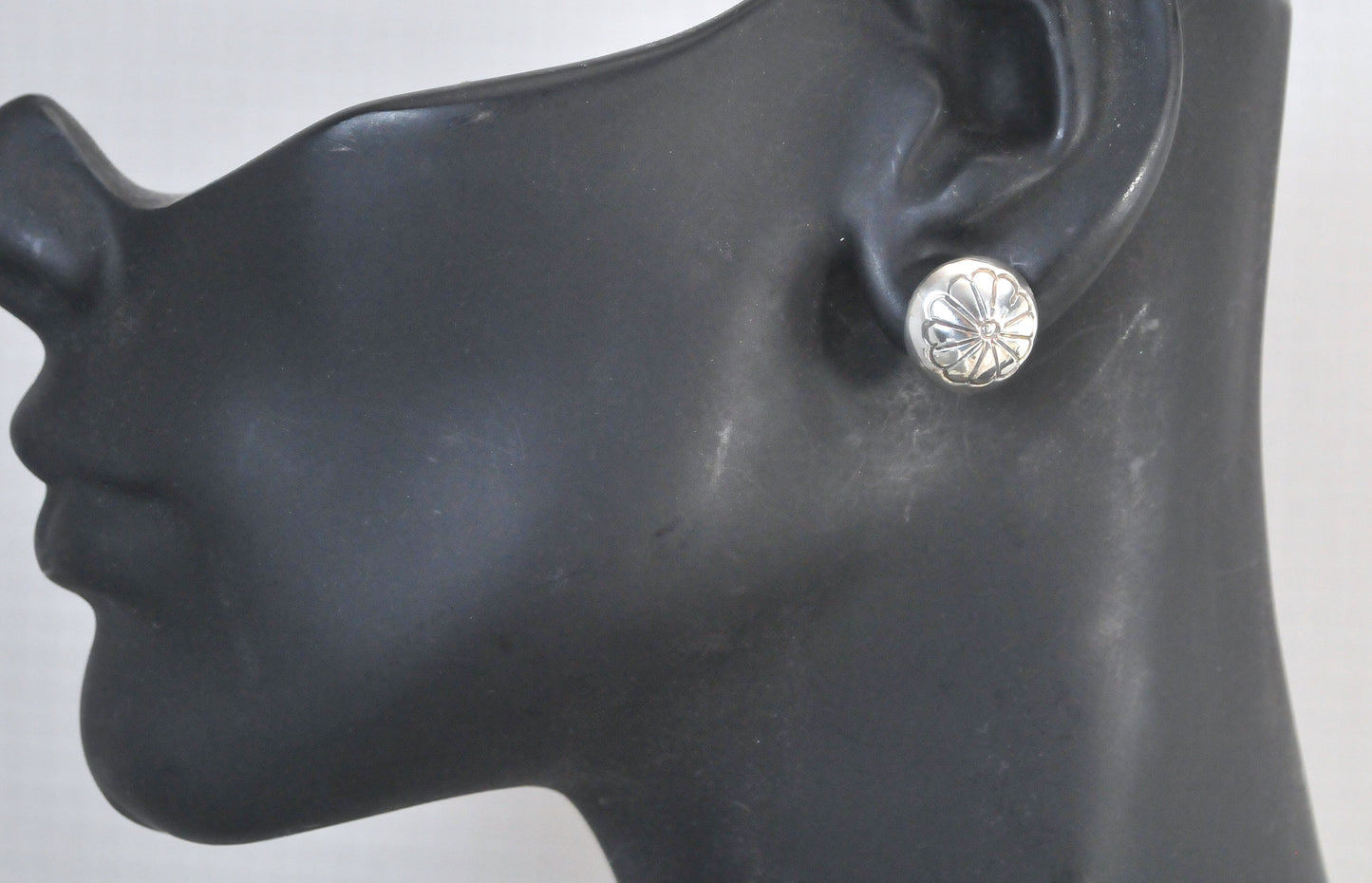 Native American Sterling Silver Concho Stud Earrings