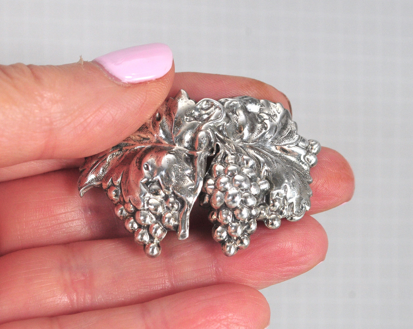 Vintage Beau Sterling Grape Brooch Pendant
