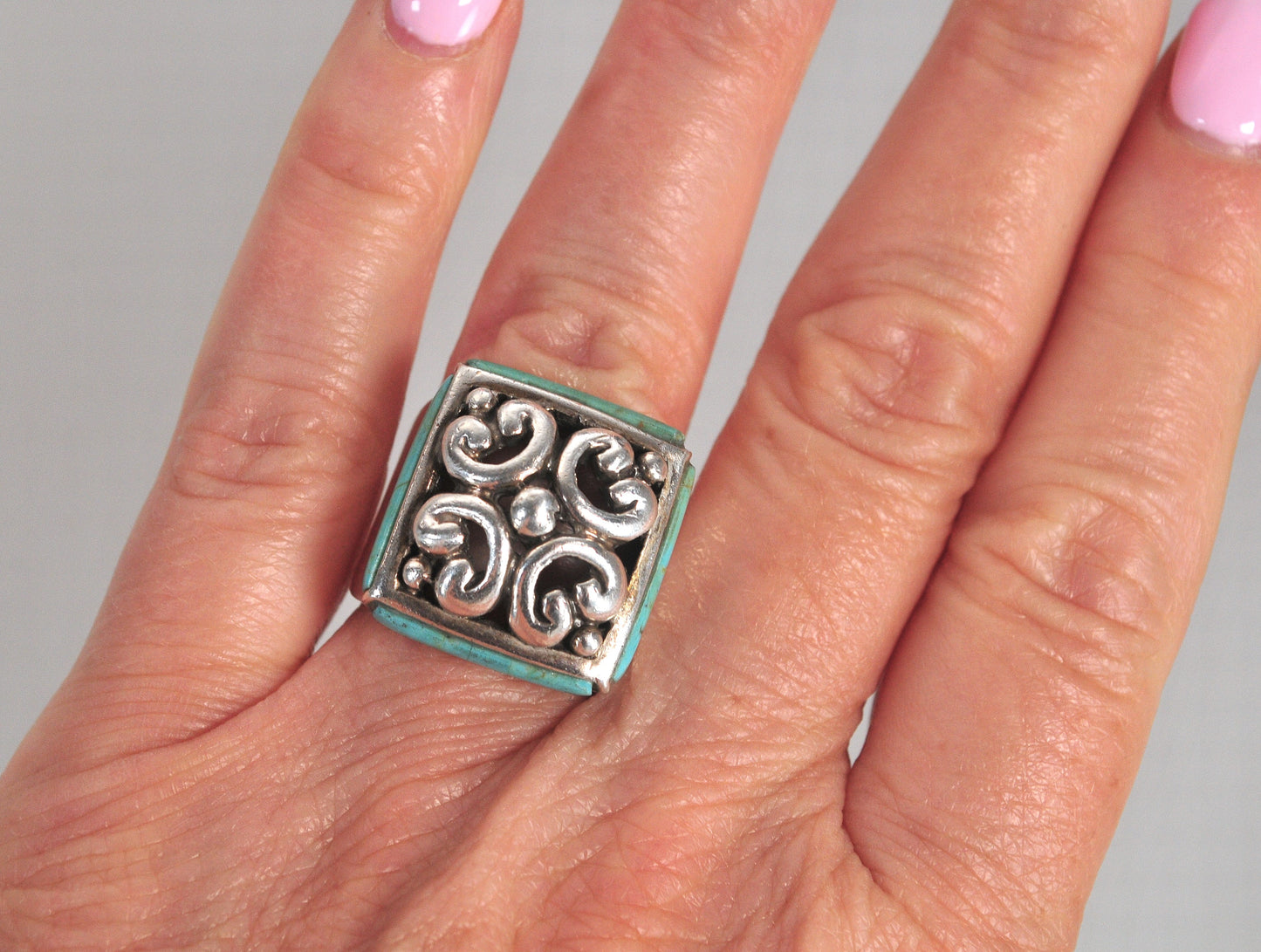 Heavy Sterling Silver Turquoise Ring