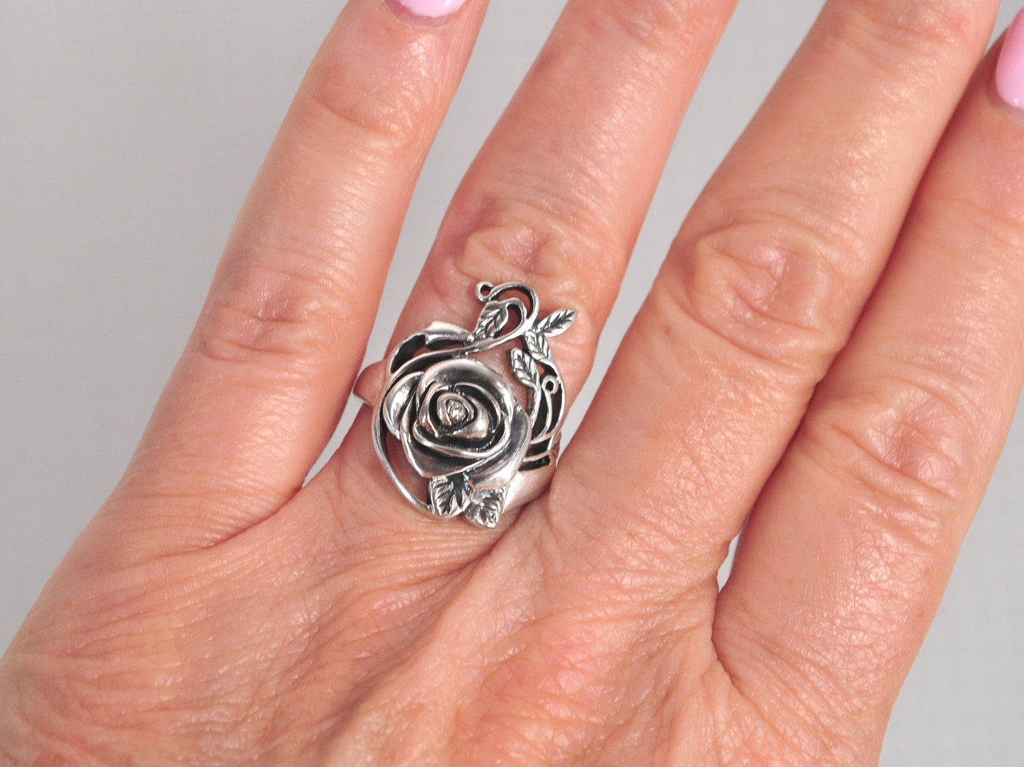 Vintage Avon Sterling Silver Rose Ring