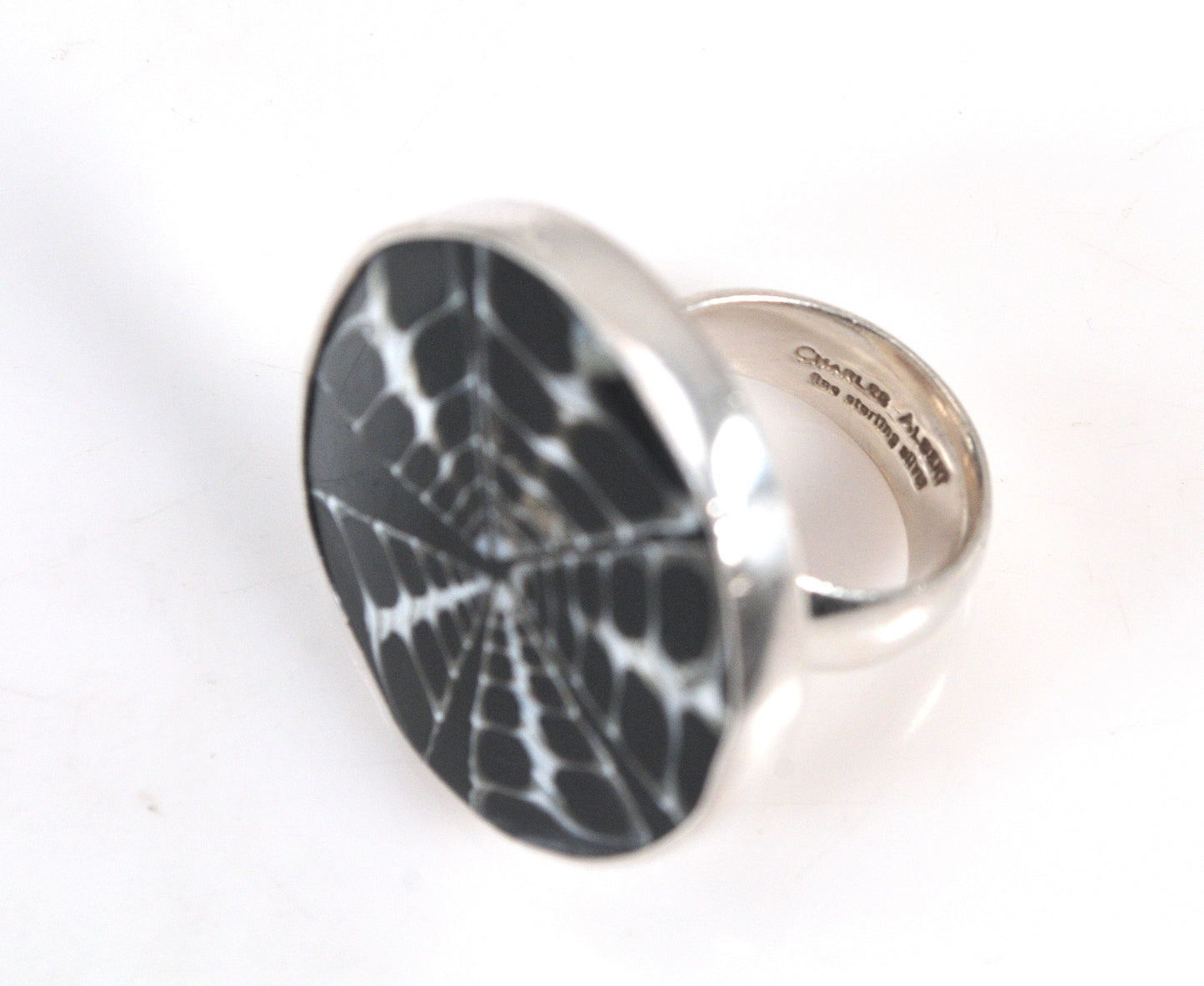 Large 950 Charles Albert Fine Silver Troca Shell Ring