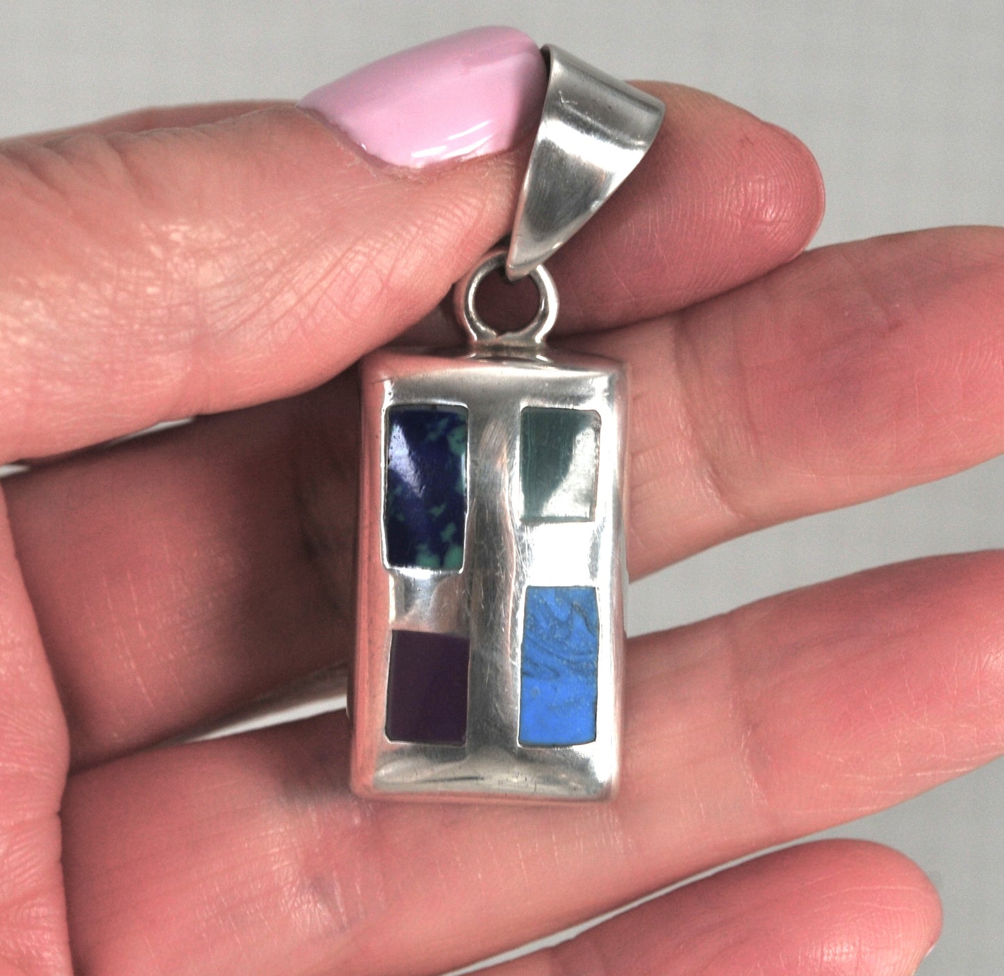 Silpada Sterling Silver Rectangle Multi-Stone Inlay Pendant