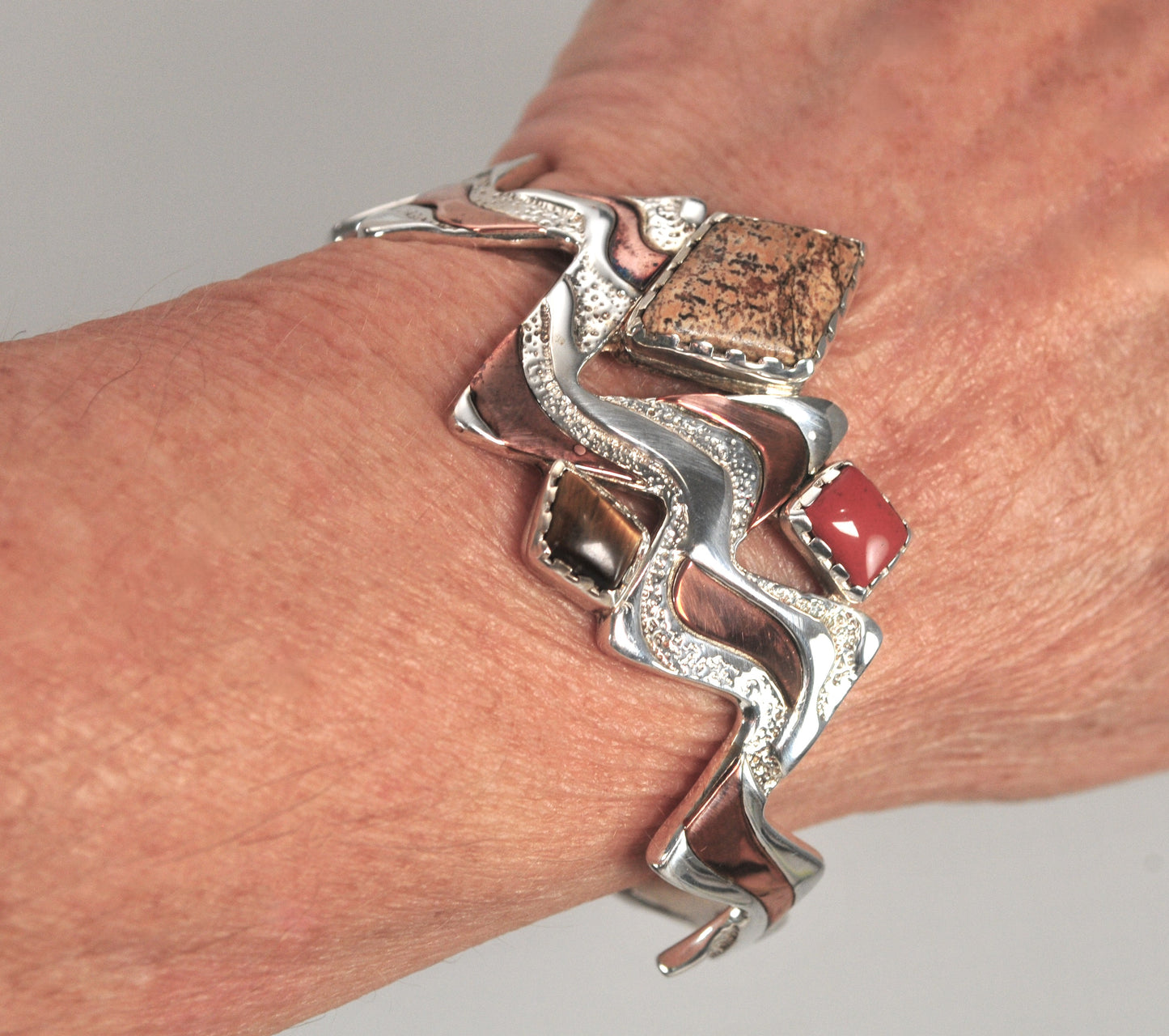 Carolyn Pollack Sterling Silver Copper Four Corners Cuff Bracelet