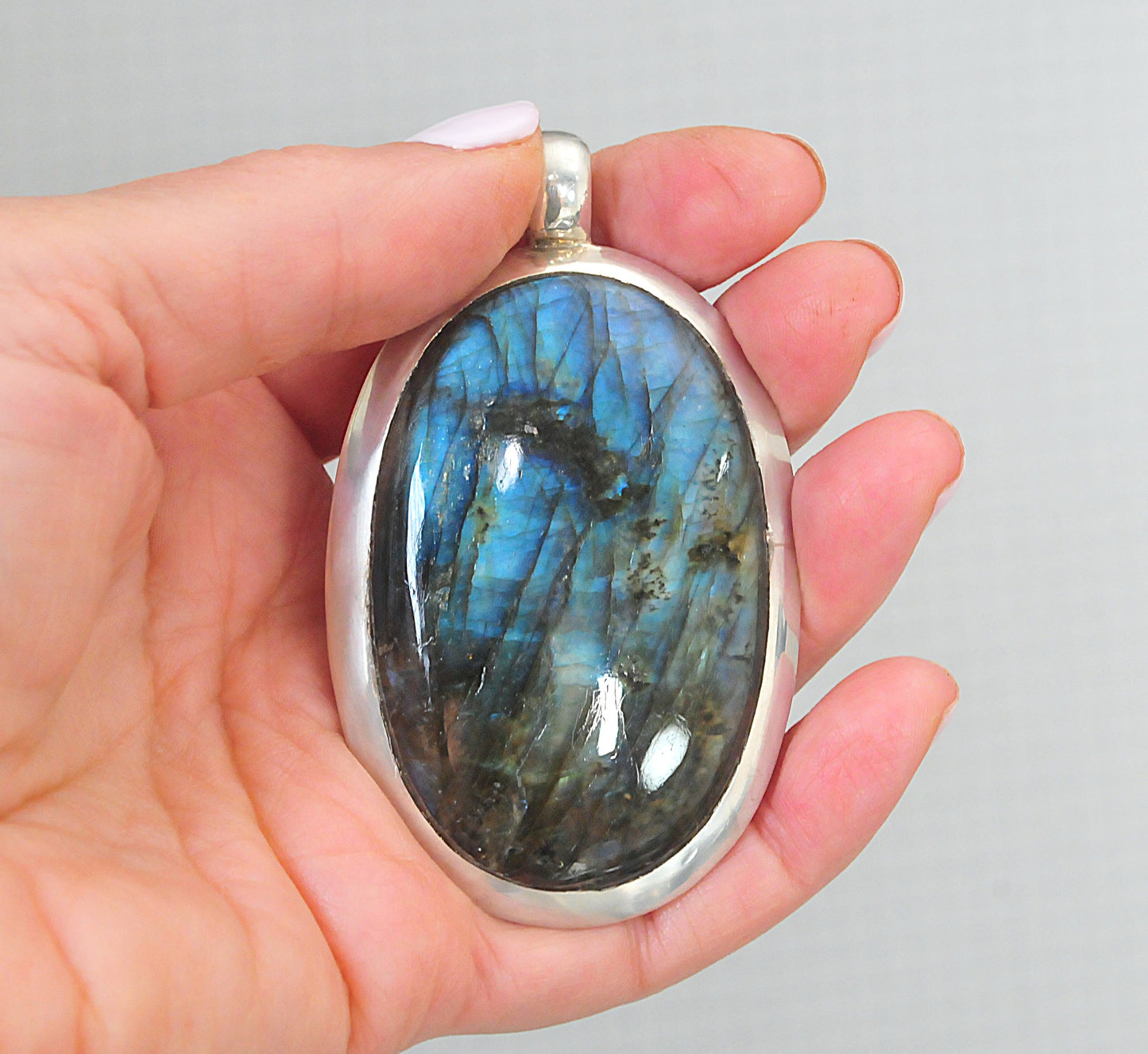 Huge Sterling Silver Labradorite Pendant