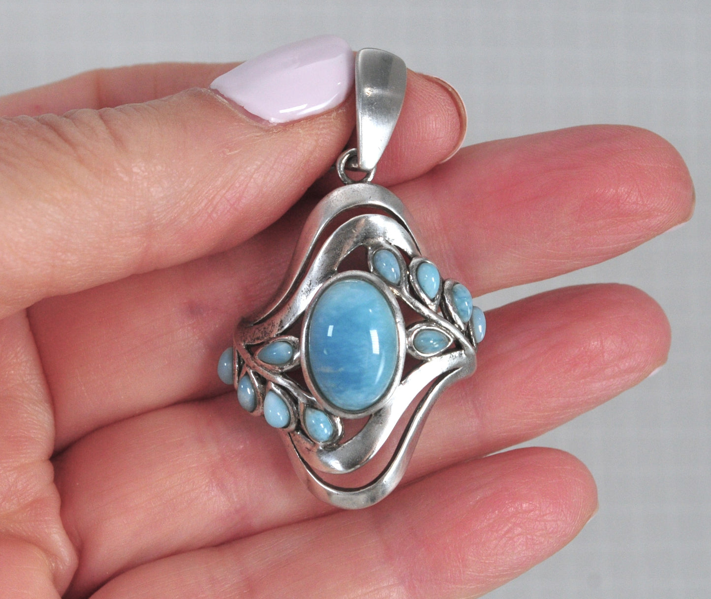 BBJ Sterling Silver Larimar Enhancer Pendant