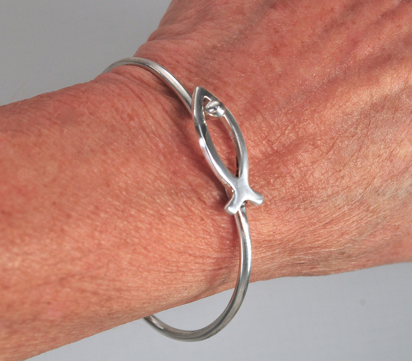 Sterling Silver Ichthys Fish Hook Bracelet