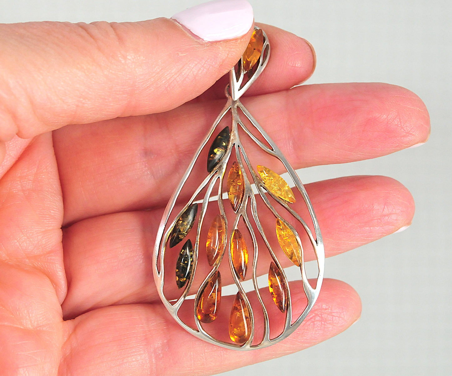 Sterling Silver Amber Pendant