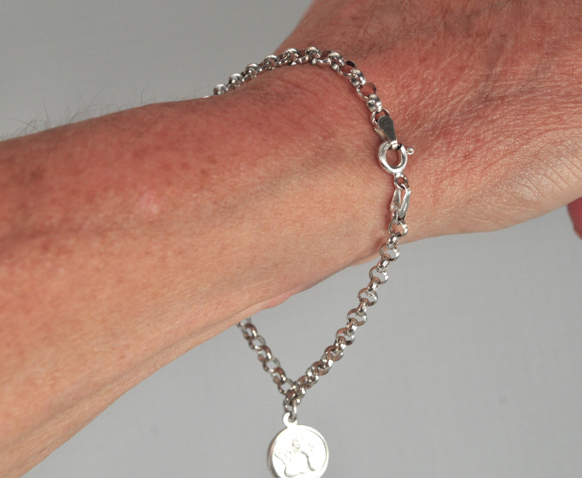 Sterling Silver Rolo Angel Charm Bracelet