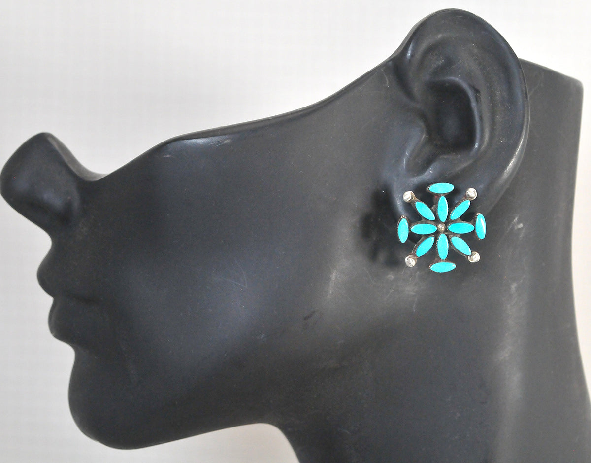 Zuni Sterling Silver Turquoise Earrings