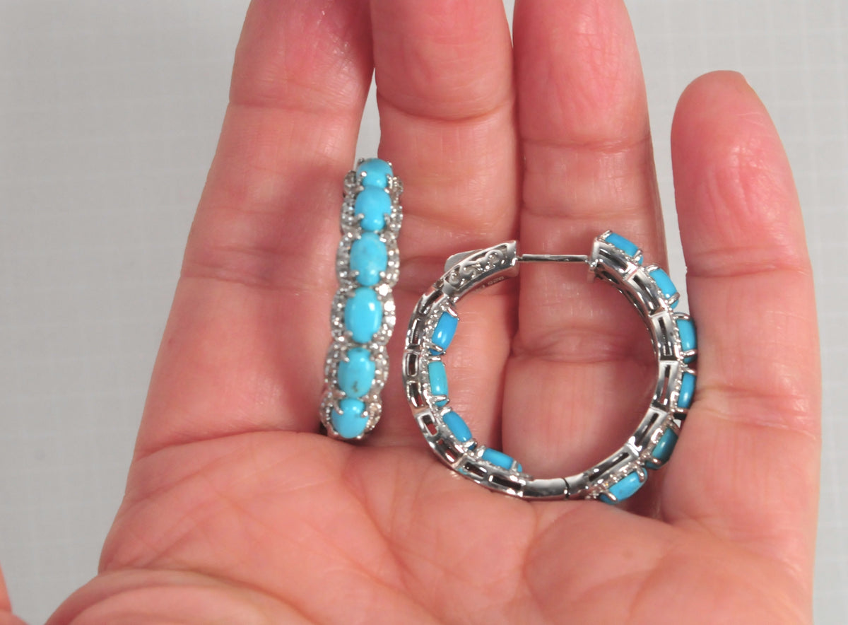 DK 925 Turquoise Inside Out Hoop Earrings