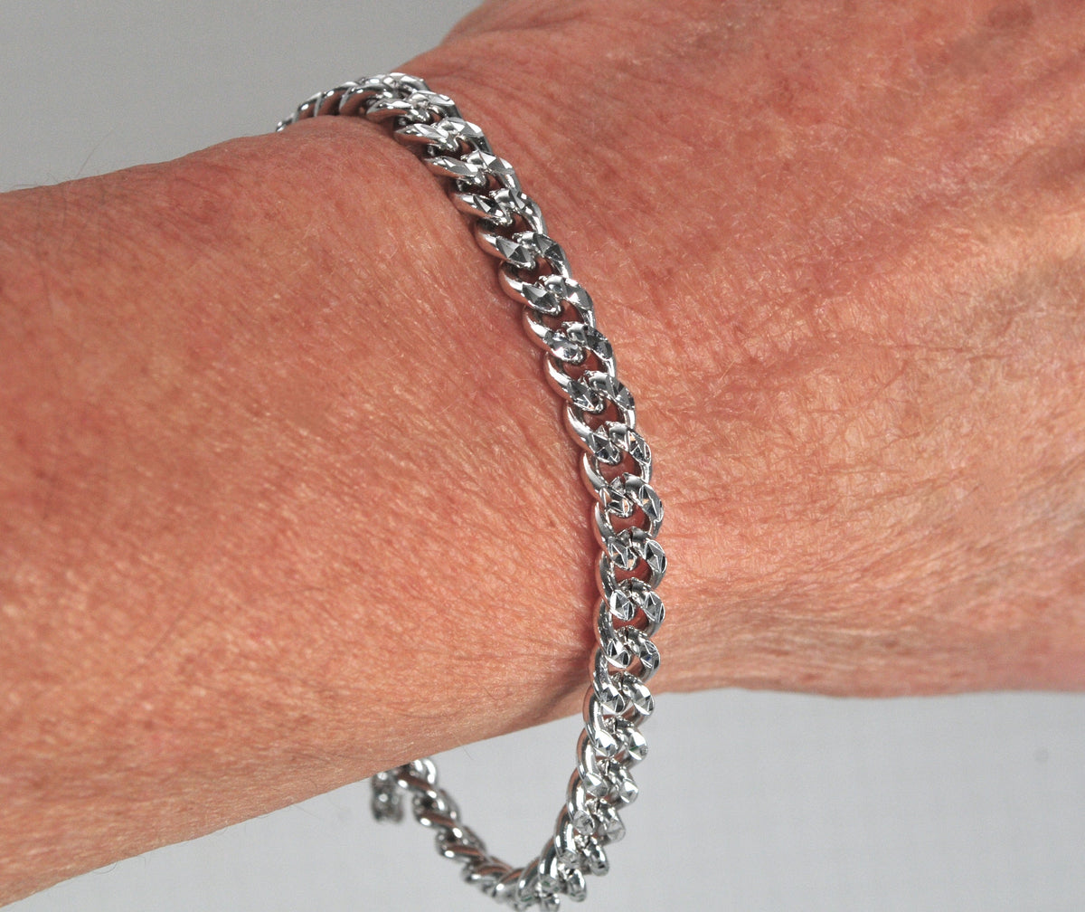 Heavy Sterling Silver Curb Chain Bracelet