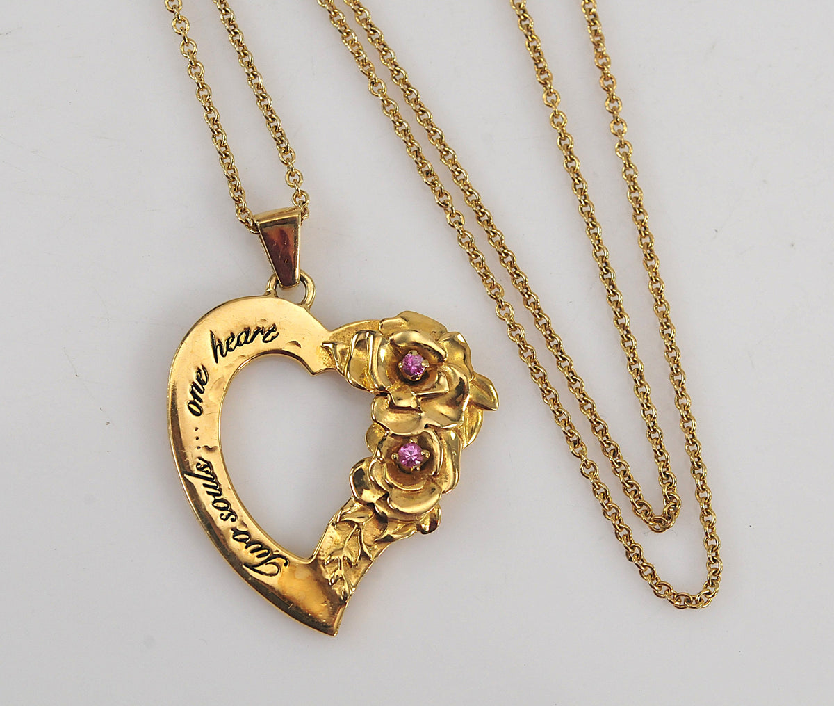 Gold over Sterling Flower Heart Necklace