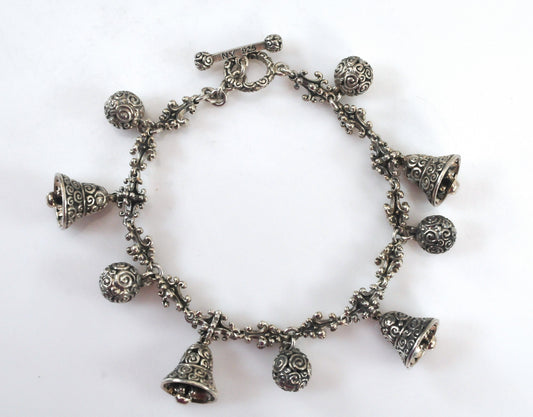 Novica Sterling Silver Singing Bells Charm Bracelet