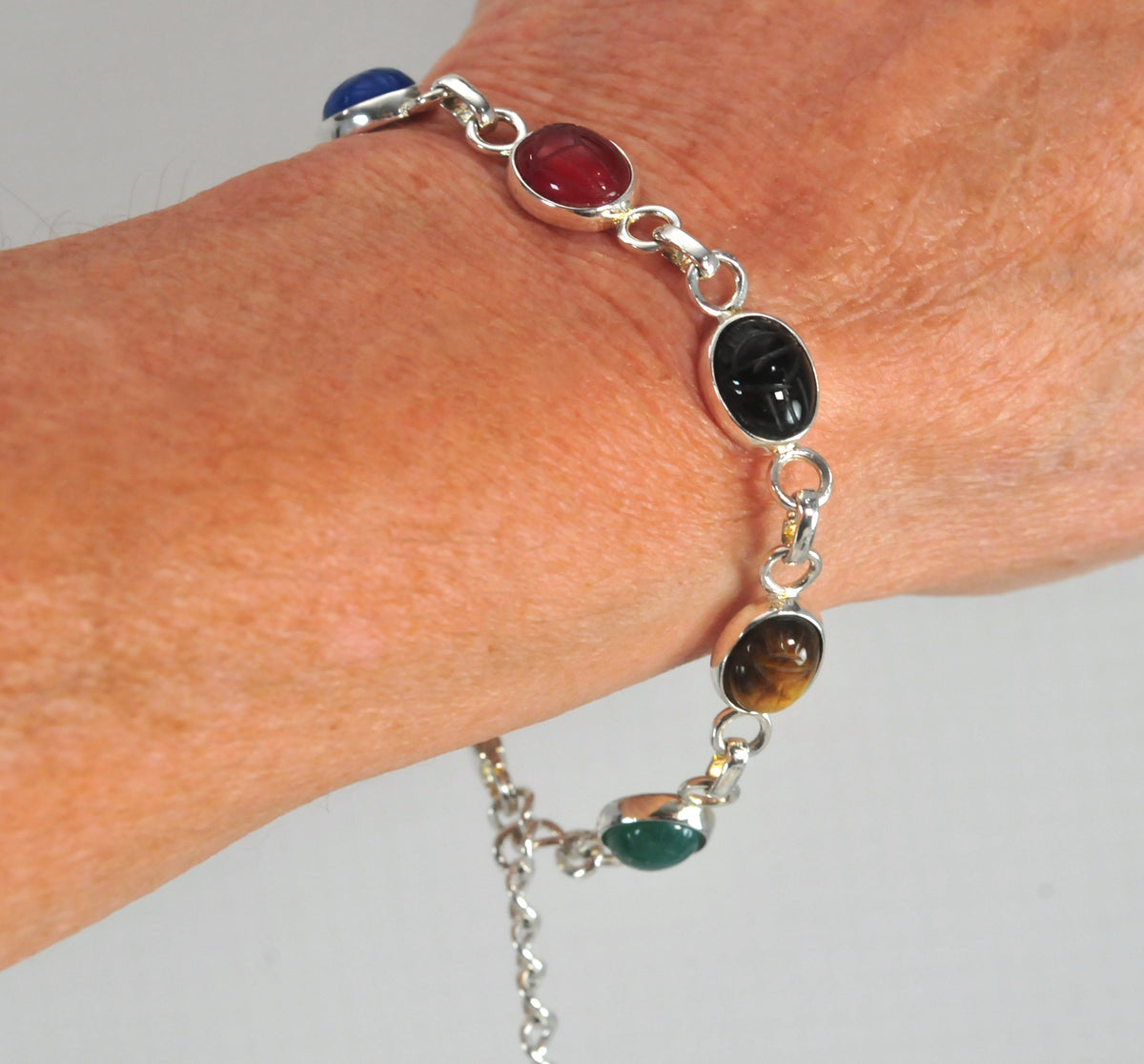Sterling Silver Mini Scarab Bracelet