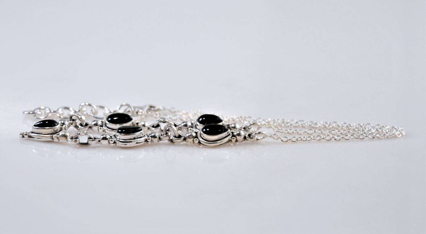 Adjustable Sterling Silver Smoky Quartz Bib Necklace