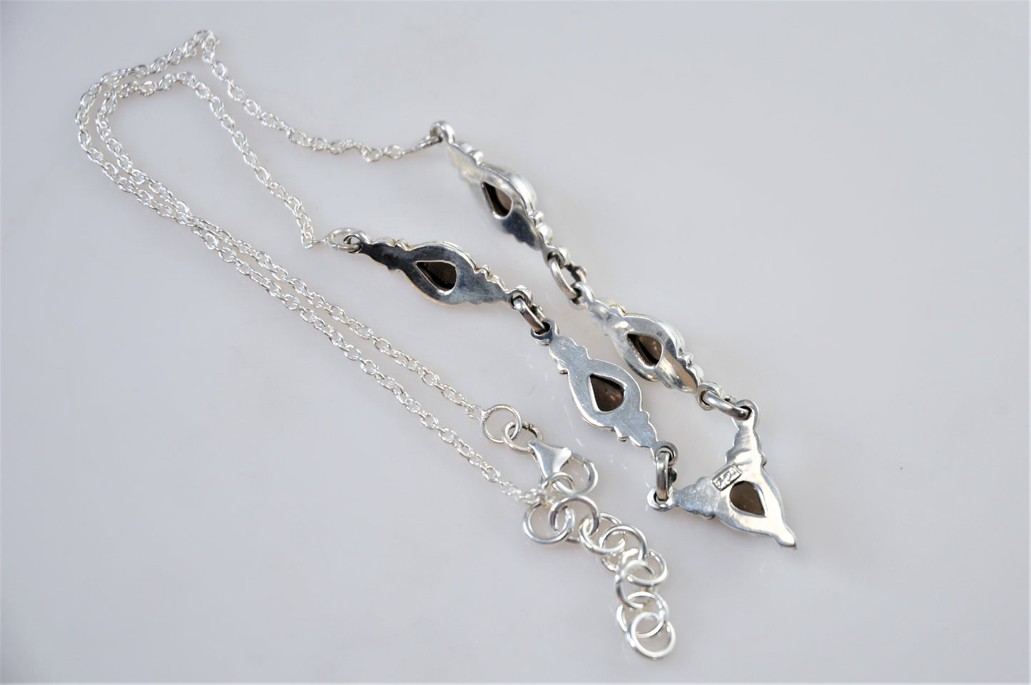 Adjustable Sterling Silver Smoky Quartz Bib Necklace