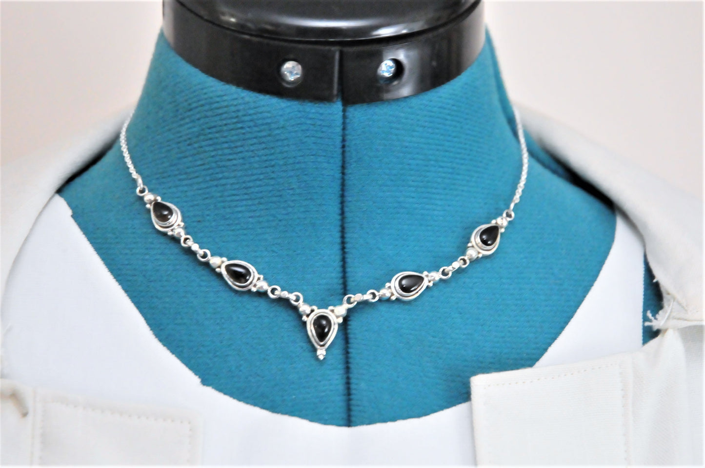 Adjustable Sterling Silver Smoky Quartz Bib Necklace