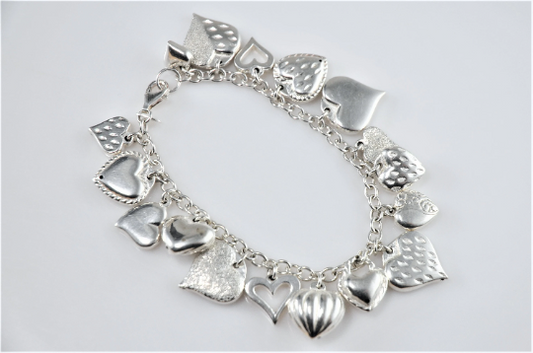 Signed Sterling Silver “My Strawberry’s Heart” Charm Bracelet