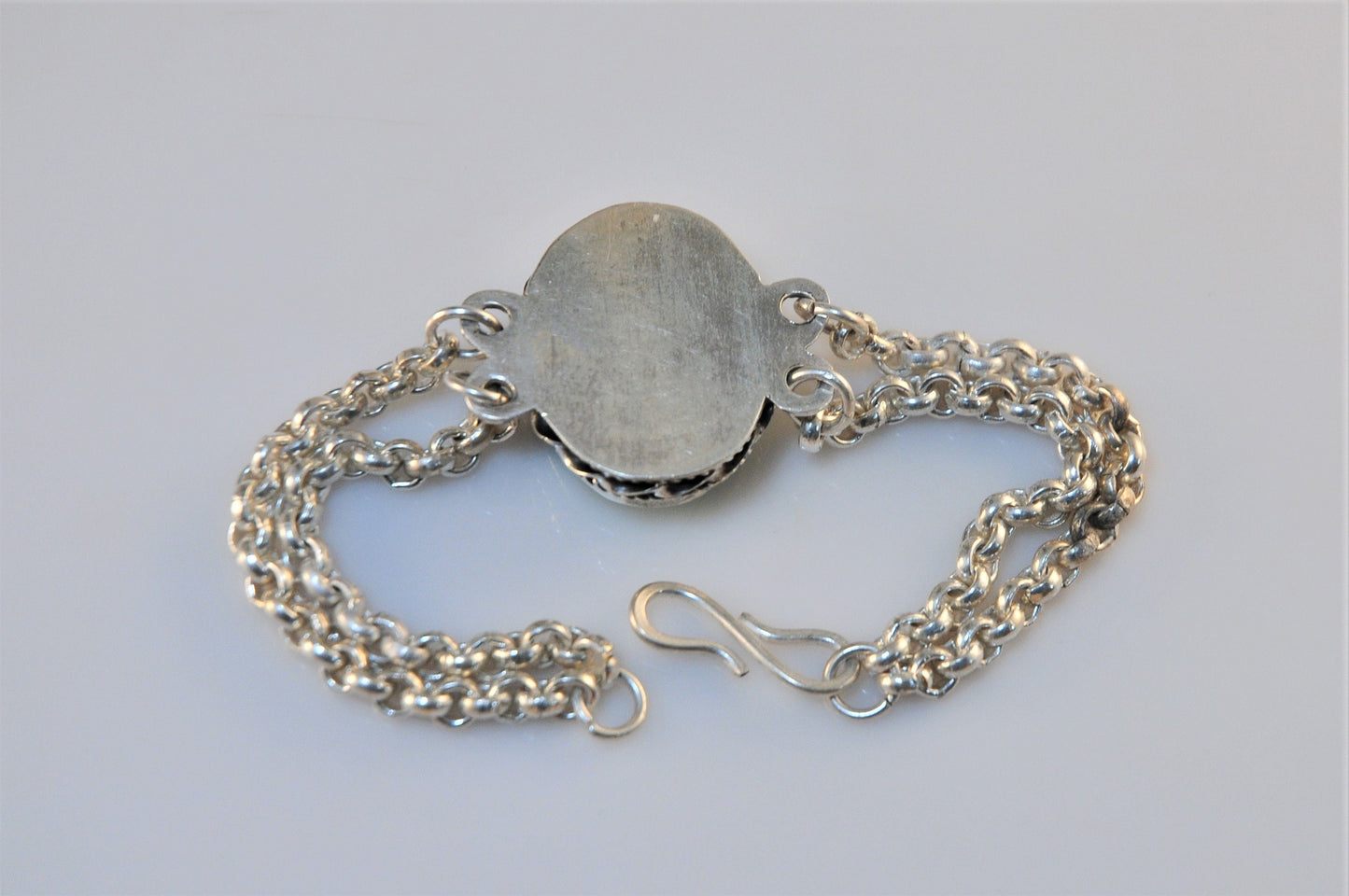 Nepali Sterling Silver Turquoise Bracelet 7 1/2 Inches - silvervintagejewelry