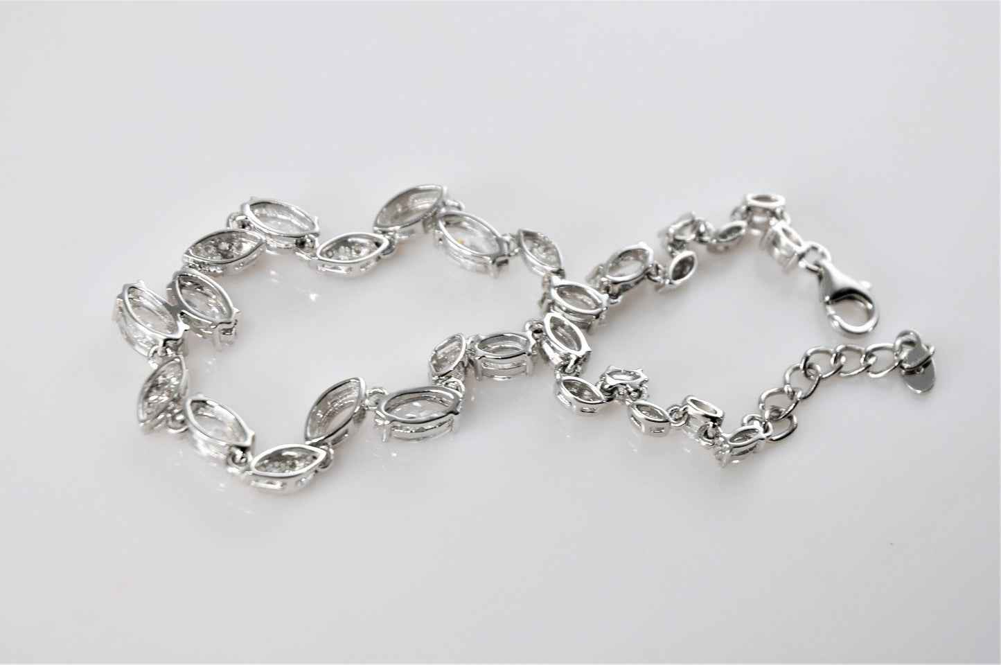 Ornate 925 Marquise CZ Bracelet - silvervintagejewelry