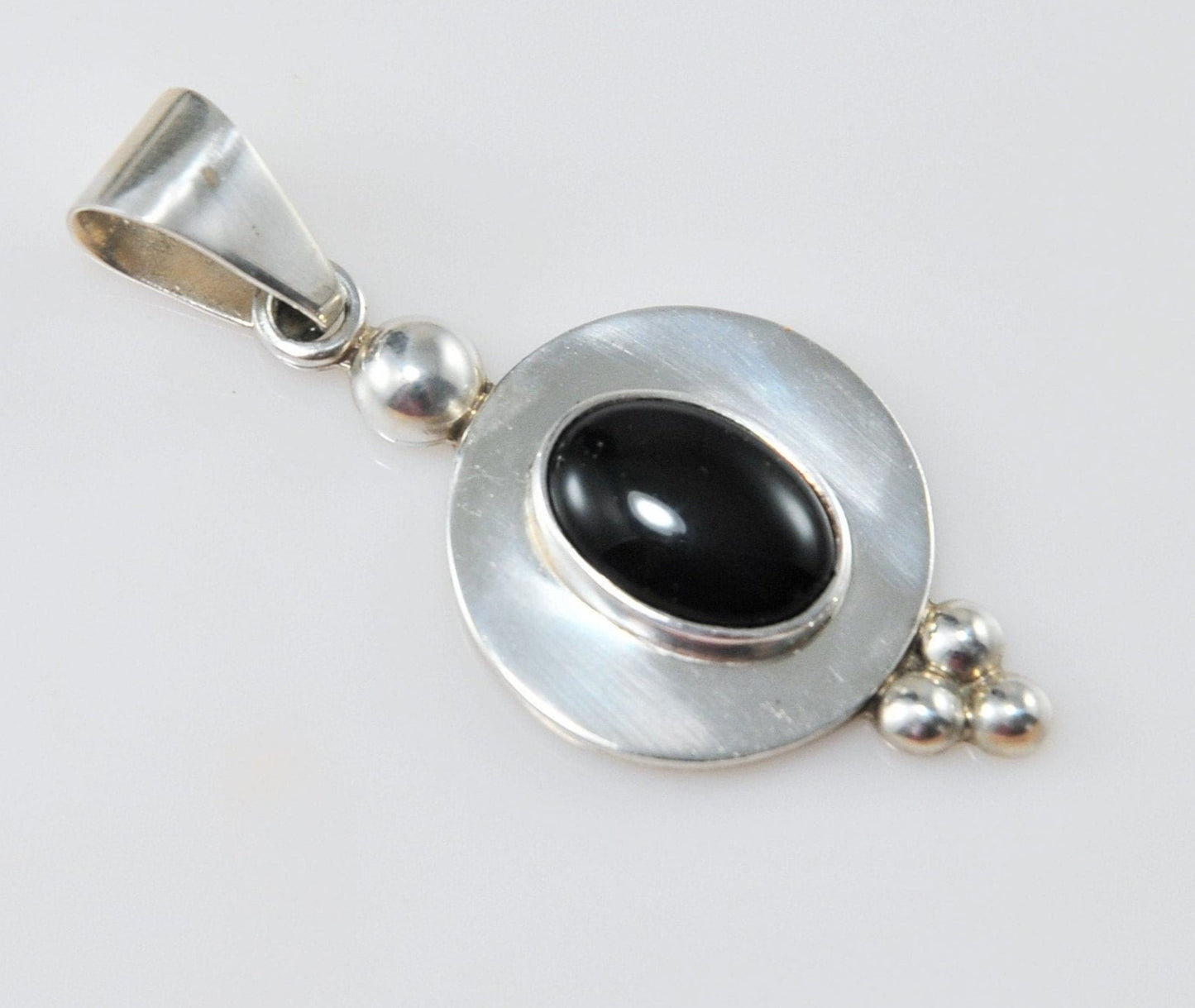 CII Sterling Silver Black Onyx Pendant - silvervintagejewelry