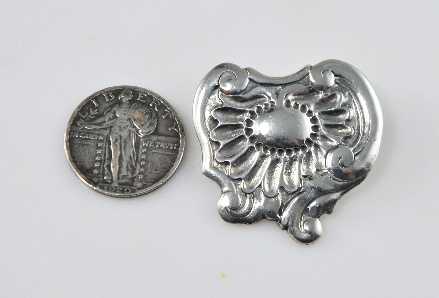 Antique Sterling Silver Floral Brooch - silvervintagejewelry