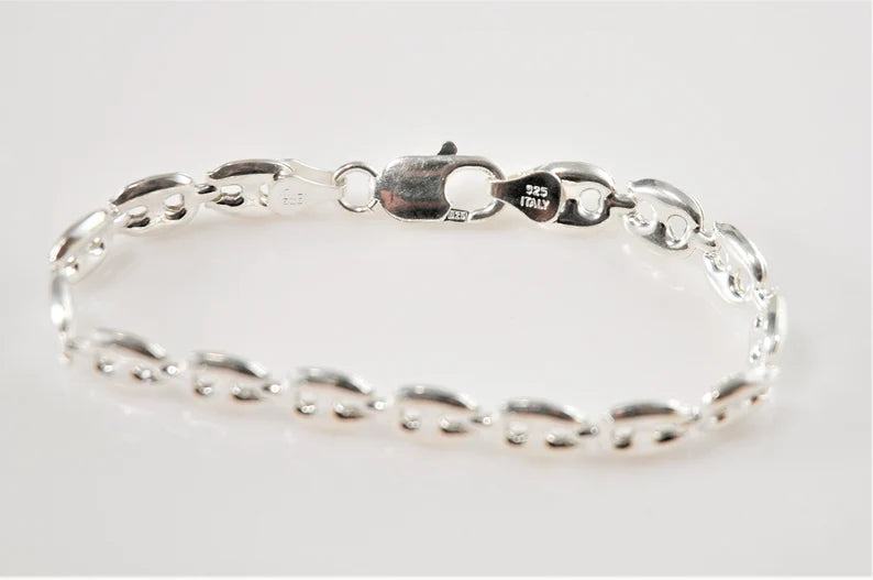 925 Italy 8mm Puffed Mariner Link Bracelet