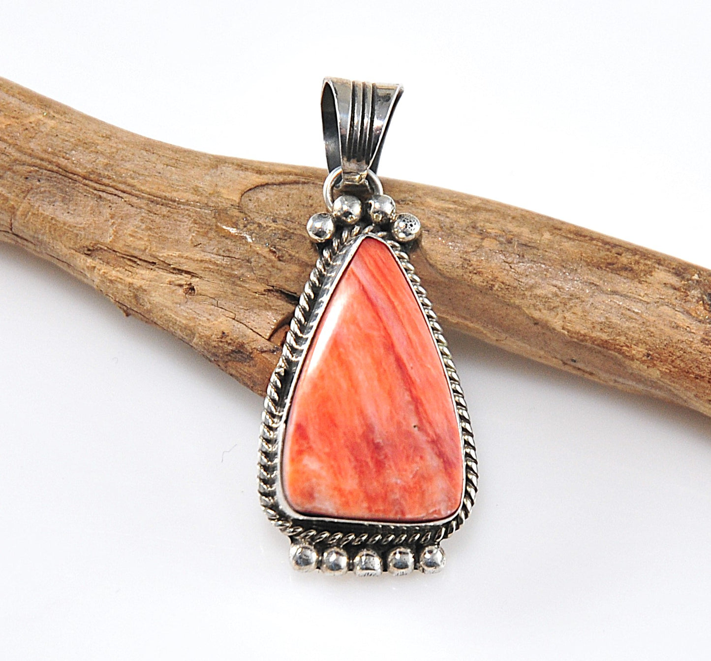 Will Denetdale Navajo Spiny Oyster Sterling Silver Pendant