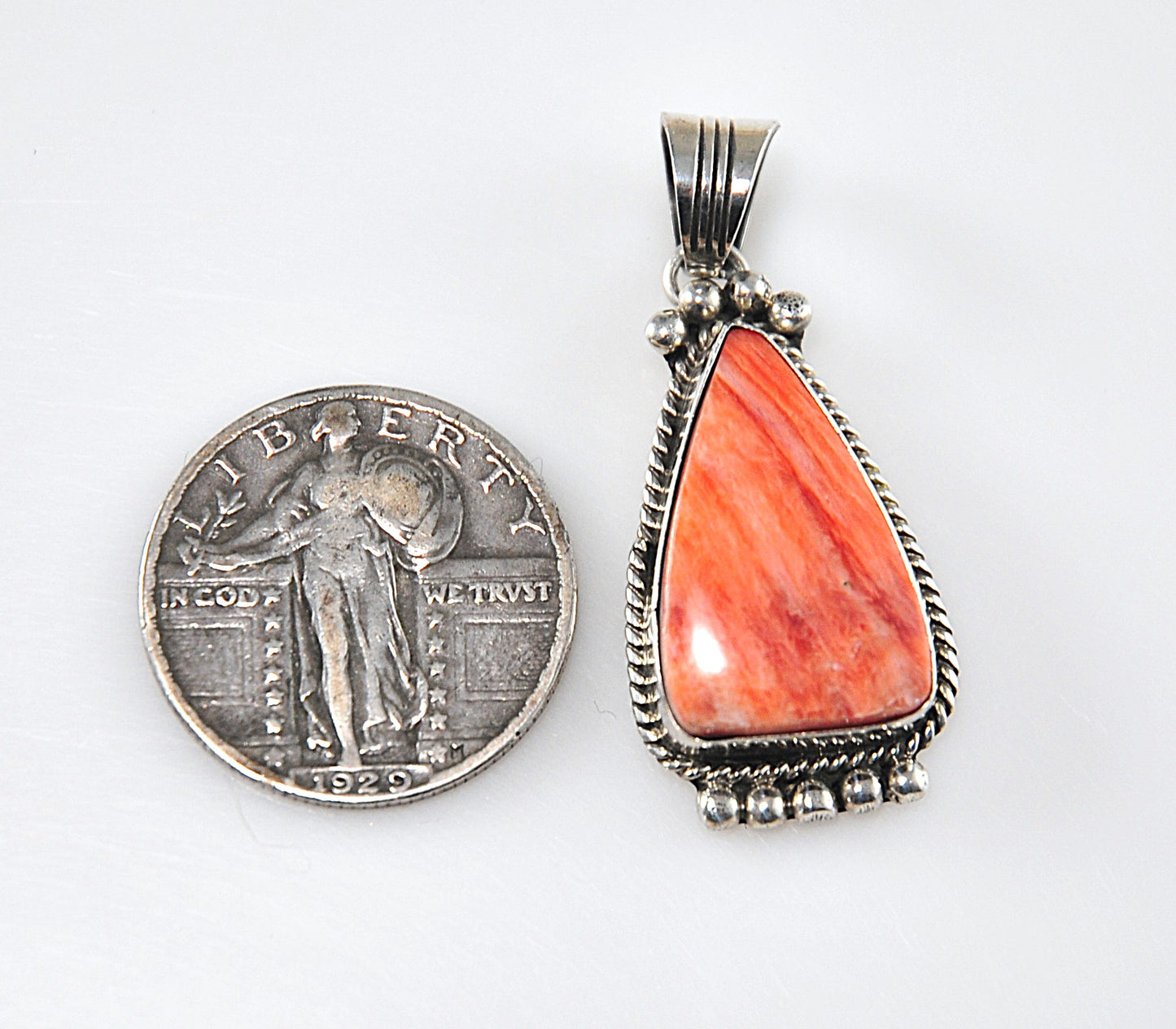 Will Denetdale Navajo Spiny Oyster Sterling Silver Pendant