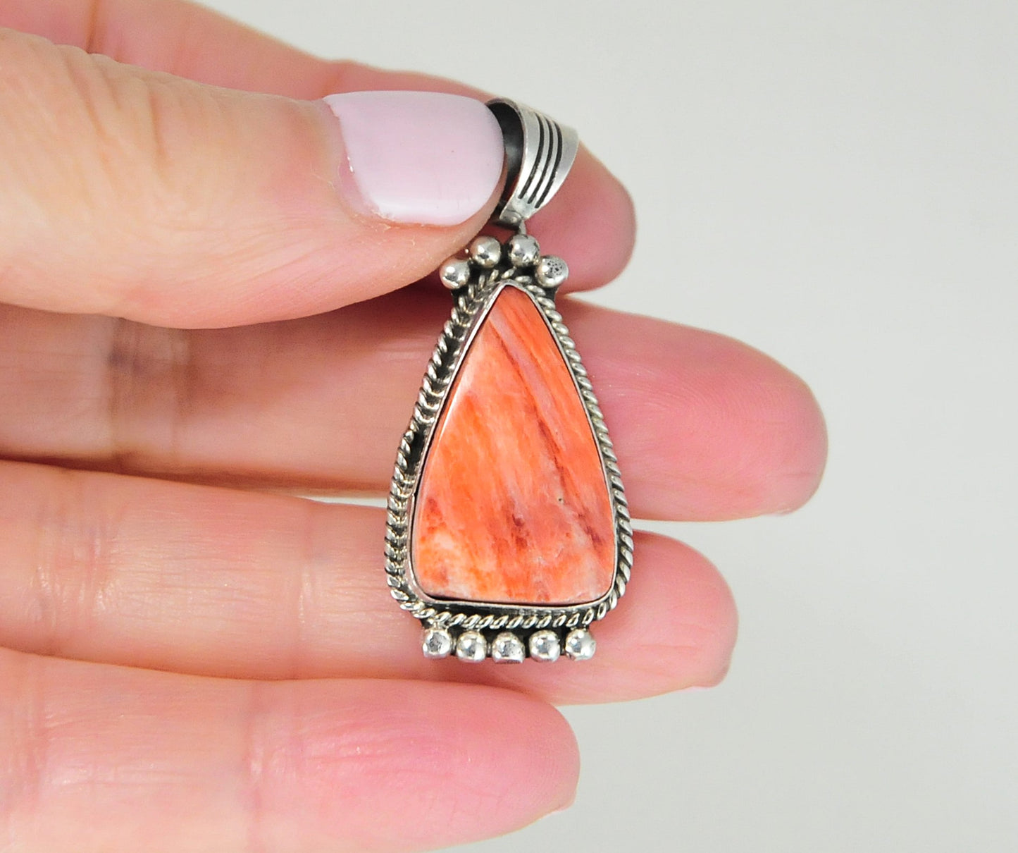 Will Denetdale Navajo Spiny Oyster Sterling Silver Pendant