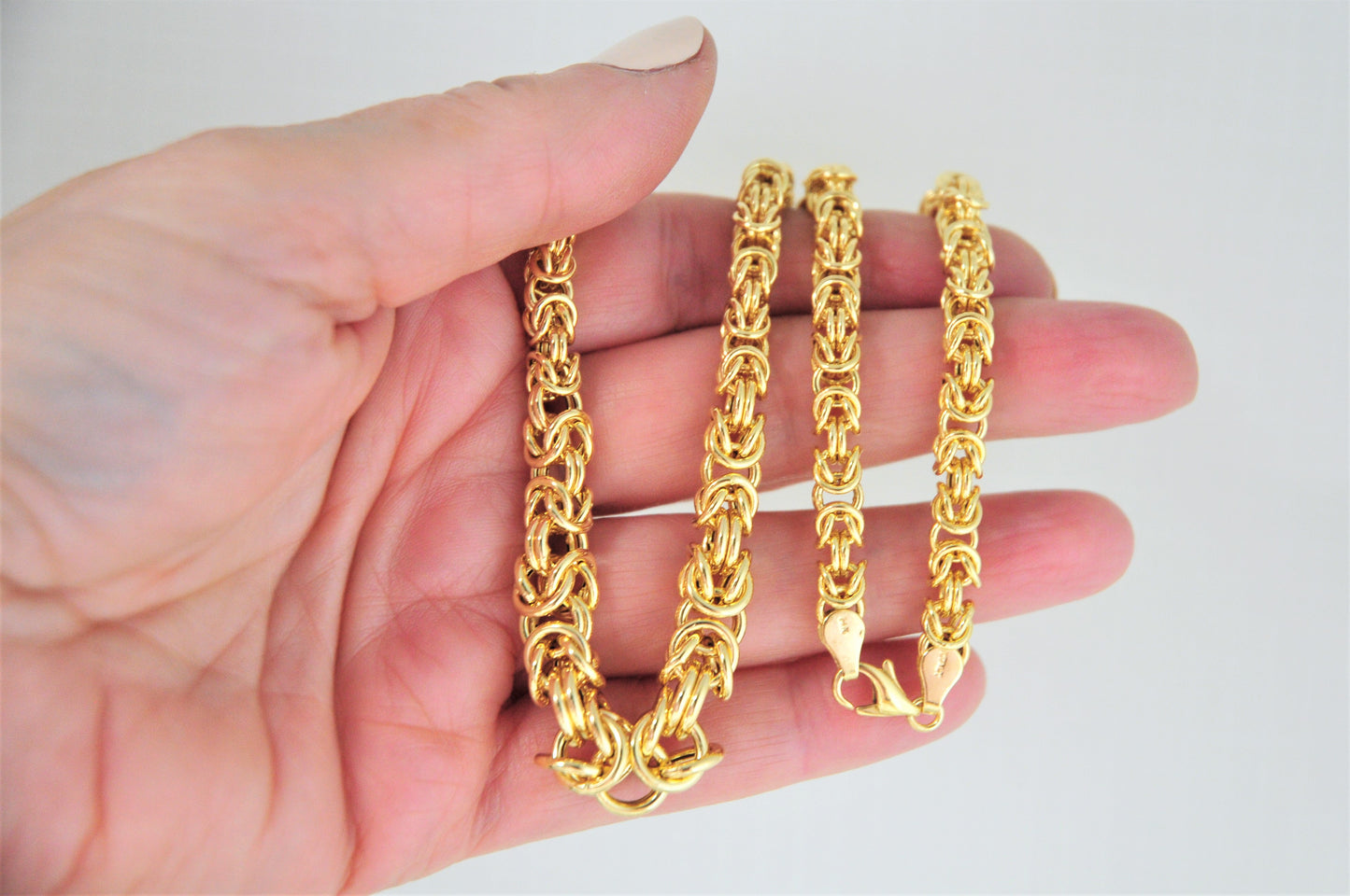 14K Gold Graduated Byzantine Necklace