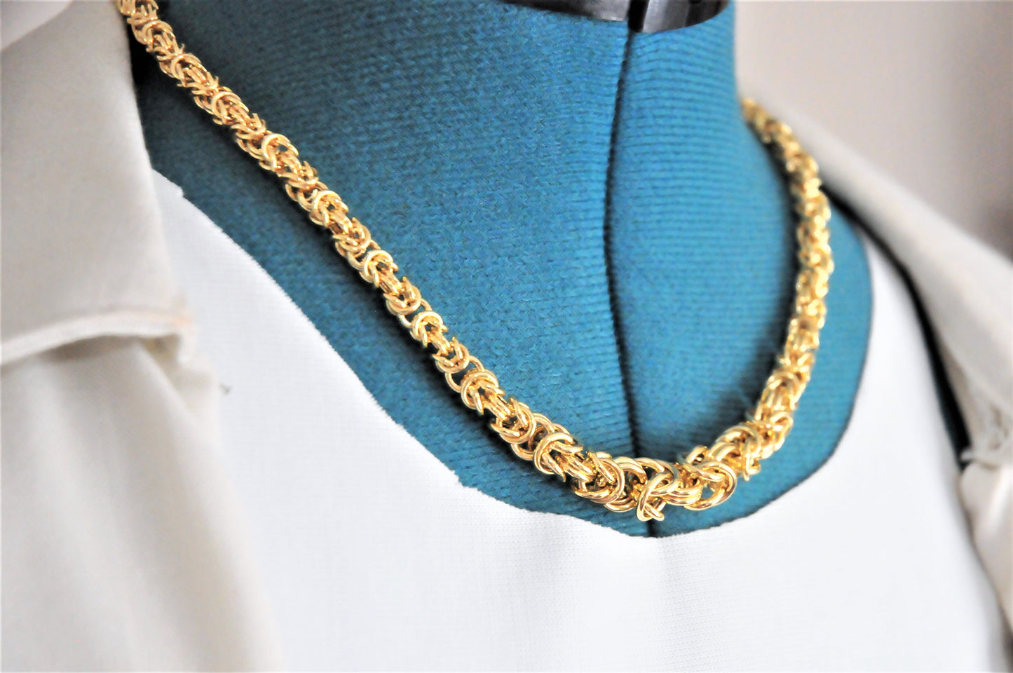 14K Gold Graduated Byzantine Necklace