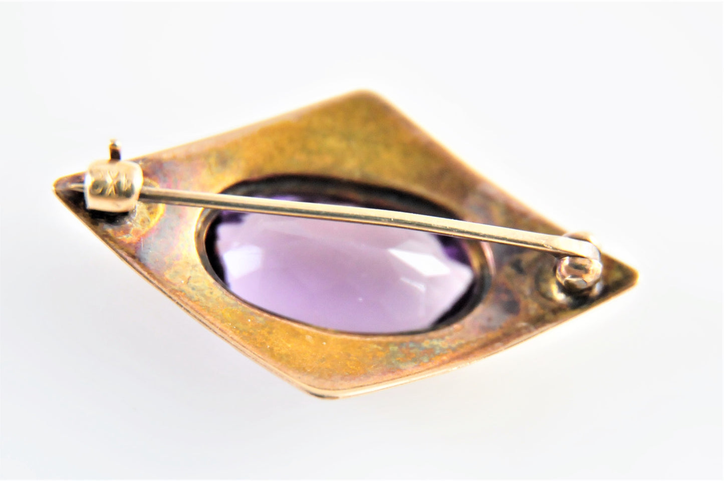 Antique 10K Gold Amethyst Brooch